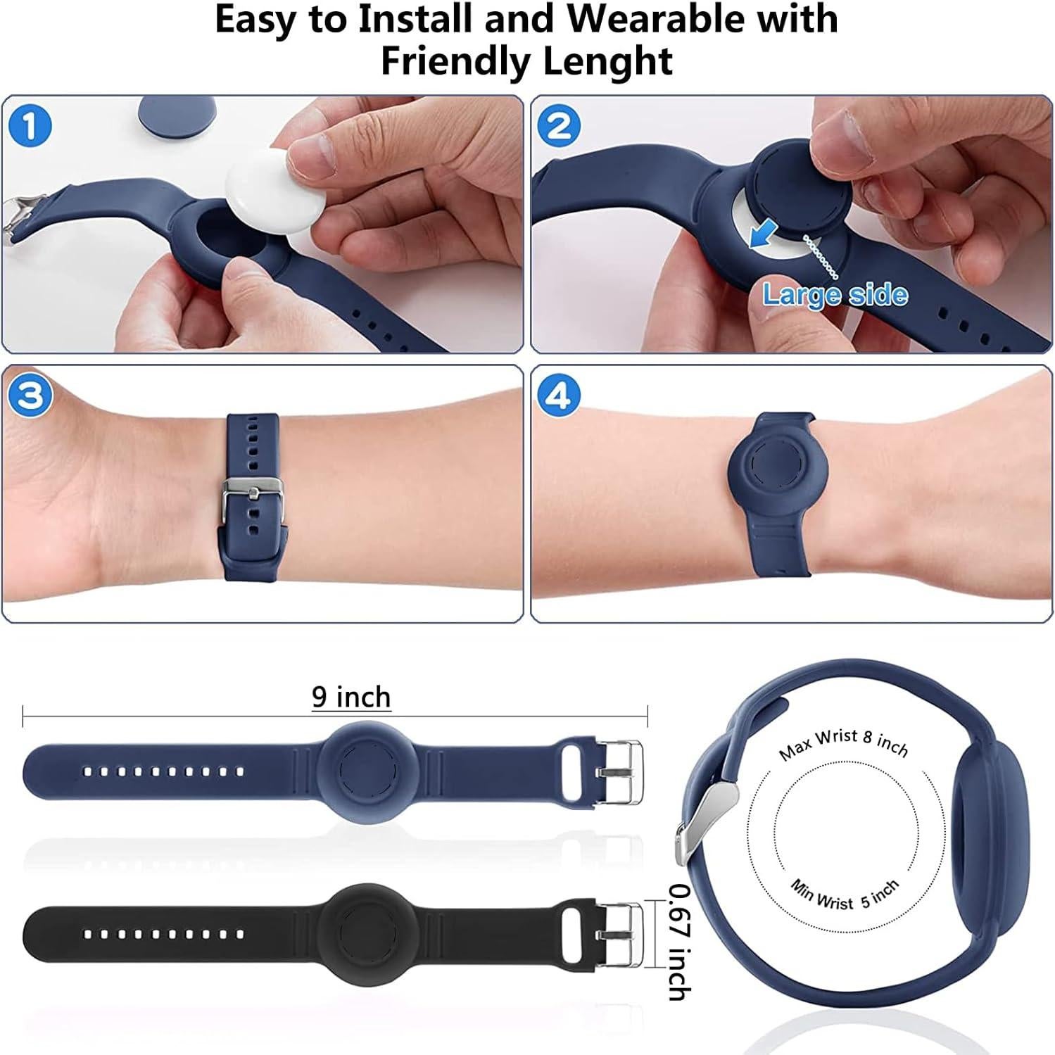 Pulsera Airtag Impermeable Aircawin para Niños - 2 Piezas