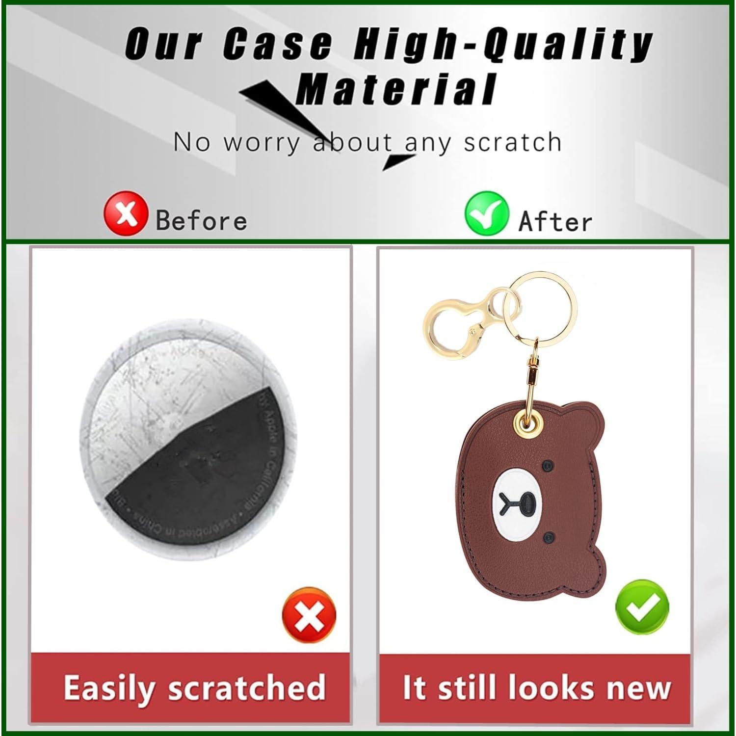 Funda de cuero PU para AirTag BORKUANA - Protección y estilo