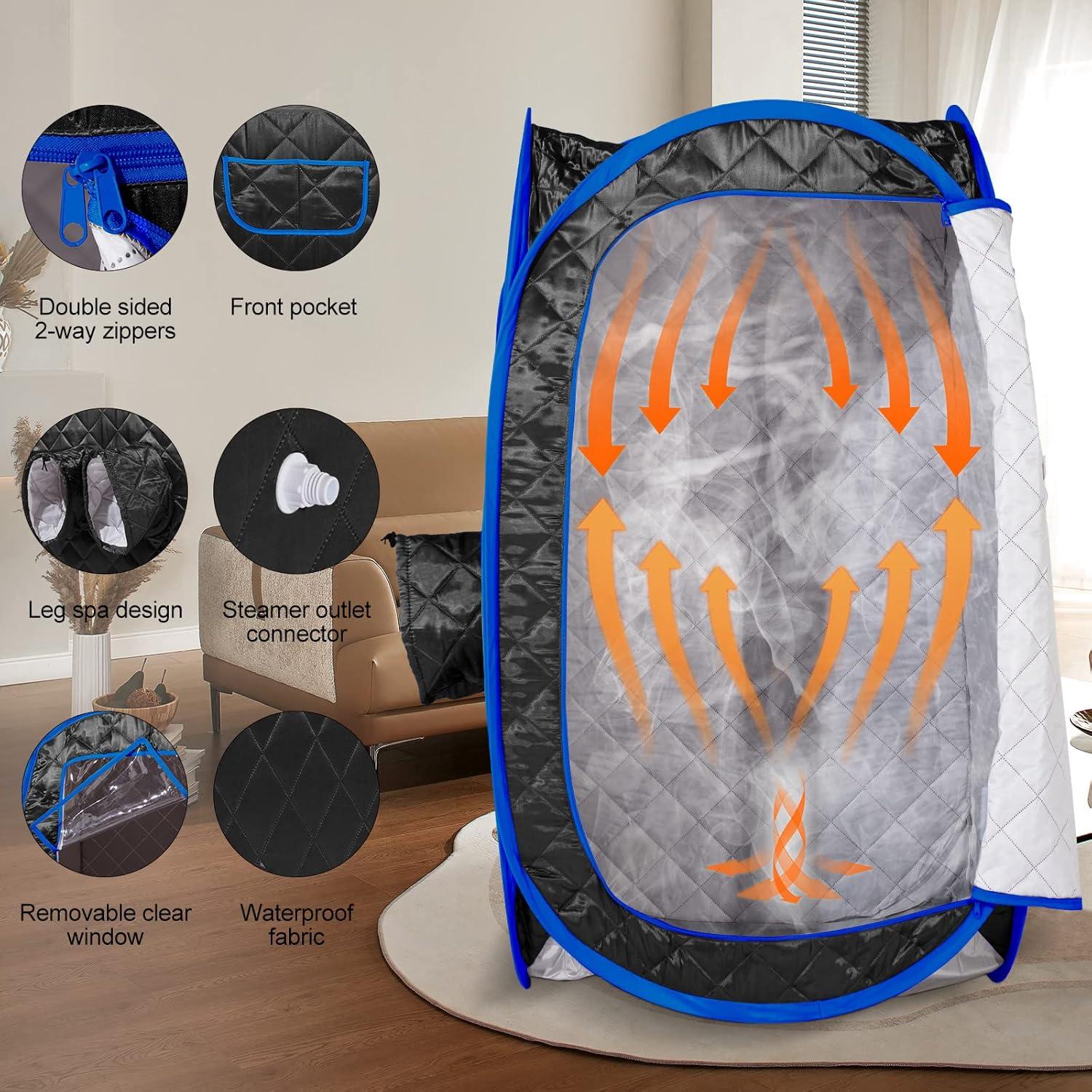 Carpa de Sauna Portátil ZONEMEL 73x73x124 cm Plegable