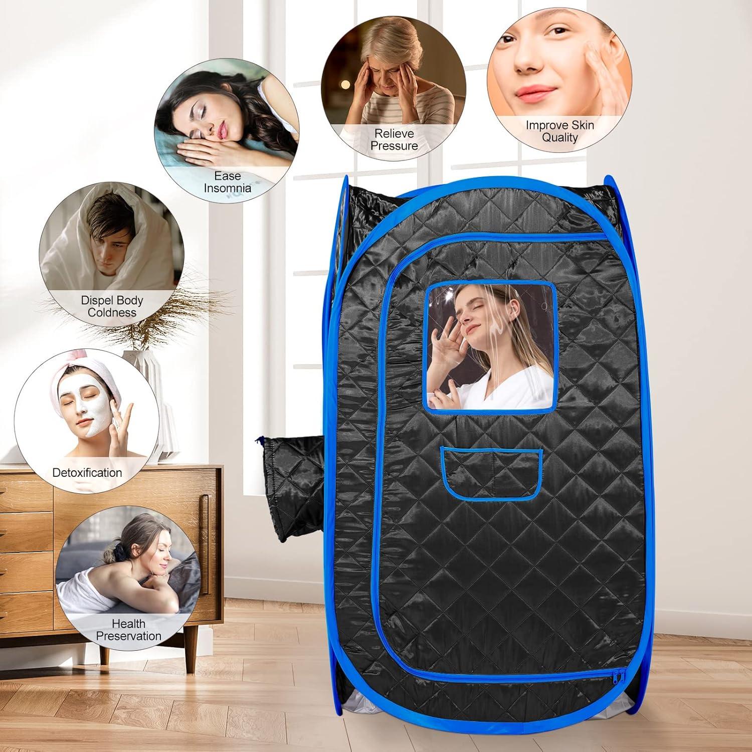 Carpa de Sauna Portátil ZONEMEL 73x73x124 cm Plegable