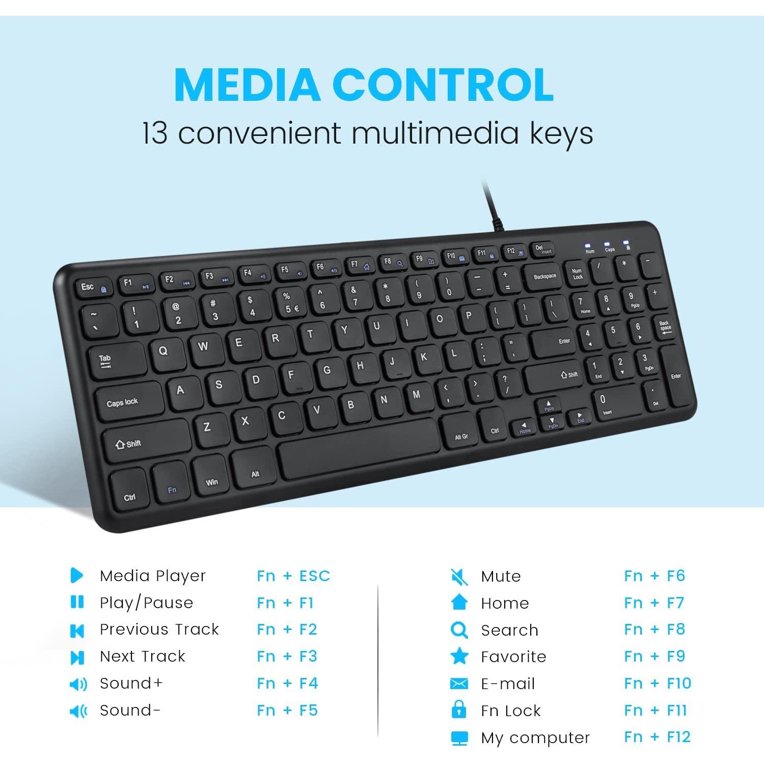 Teclado USB Perixx PERIBOARD-213B Chiclet Silencioso Negro