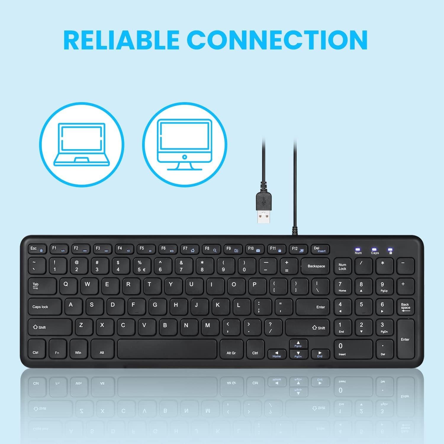 Teclado USB Perixx PERIBOARD-213B Chiclet Silencioso Negro