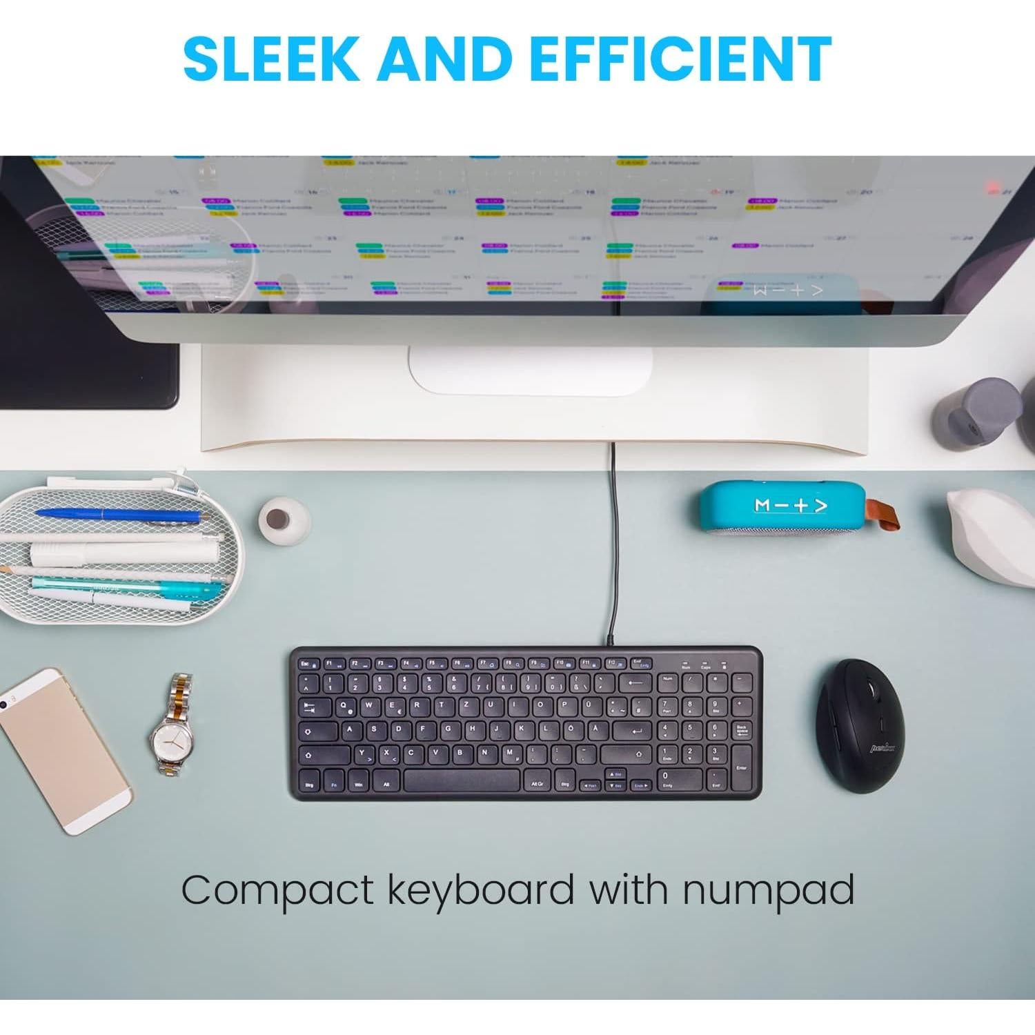 Teclado USB Perixx PERIBOARD-213B Chiclet Silencioso Negro