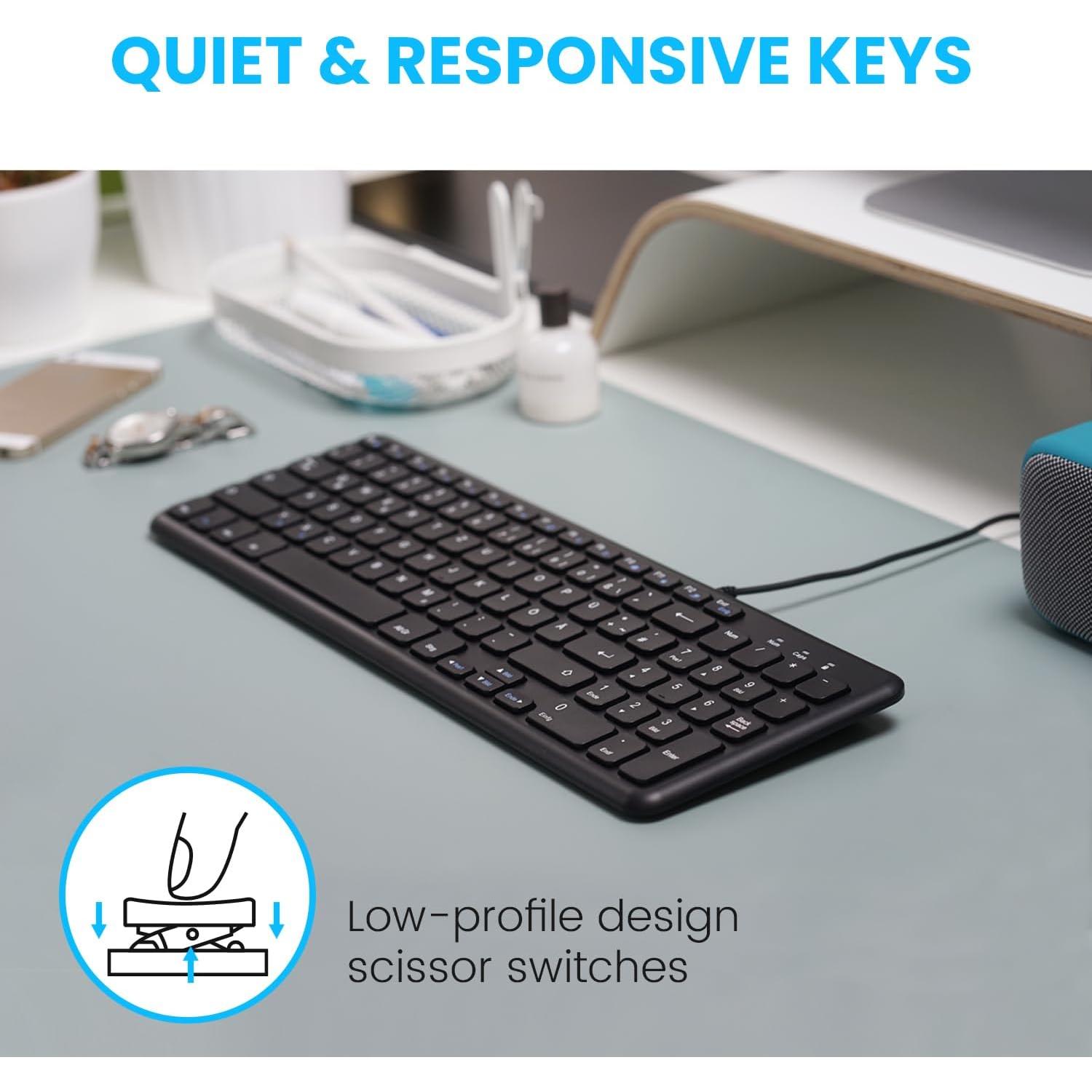 Teclado USB Perixx PERIBOARD-213B Chiclet Silencioso Negro