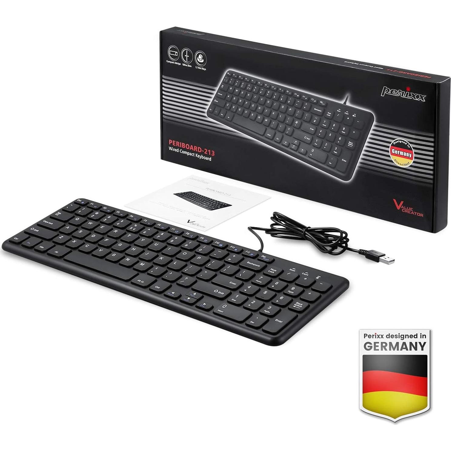 Teclado USB Perixx PERIBOARD-213B Chiclet Silencioso Negro