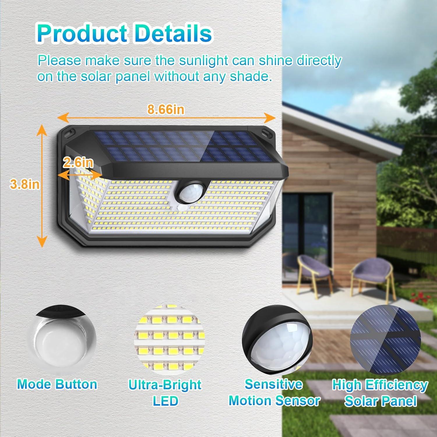 Luces Solares Brightever 388 LEDs 4000LM IP65 3 Modos