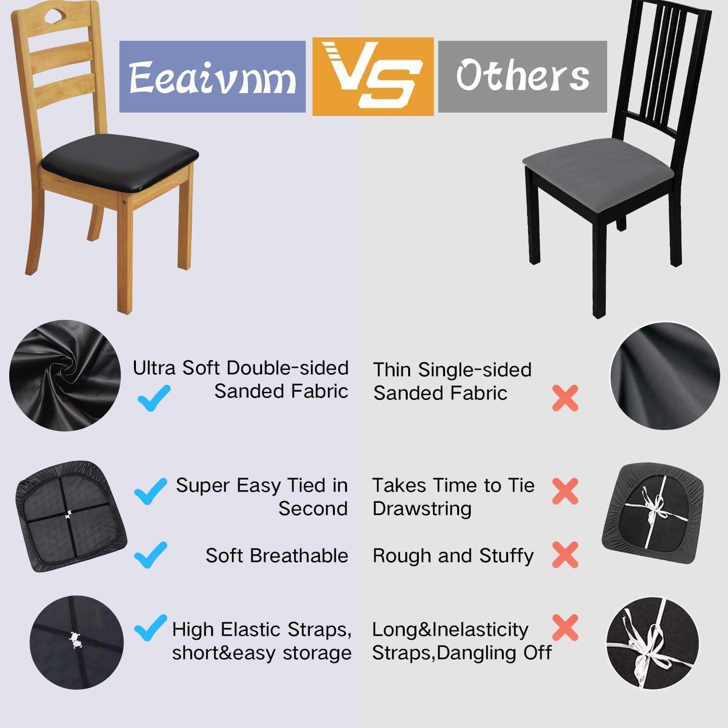 Fundas de Silla de Cuero Eeaivnm 2 PCS Impermeables Negras