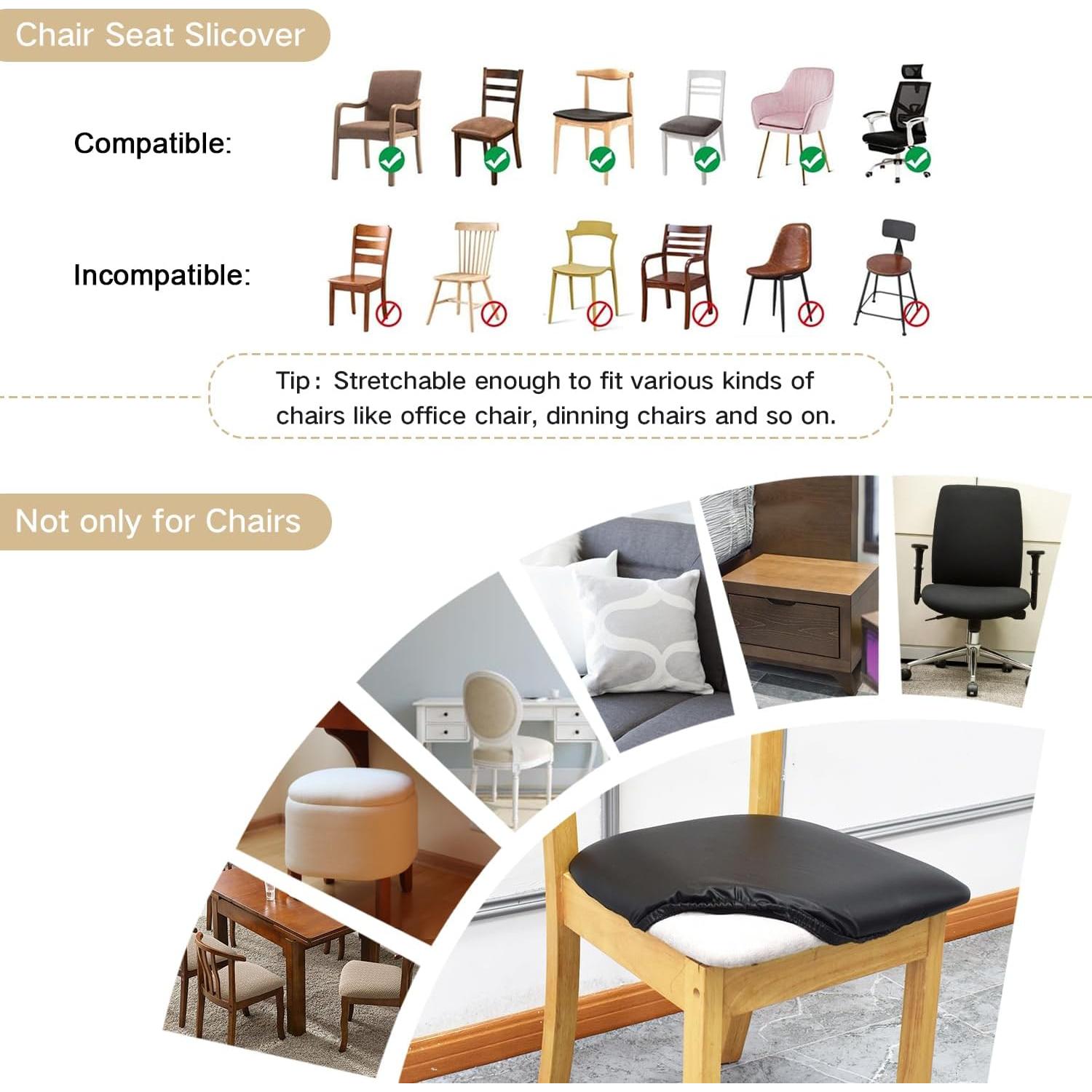 Fundas de Silla de Cuero Eeaivnm 2 PCS Impermeables Negras