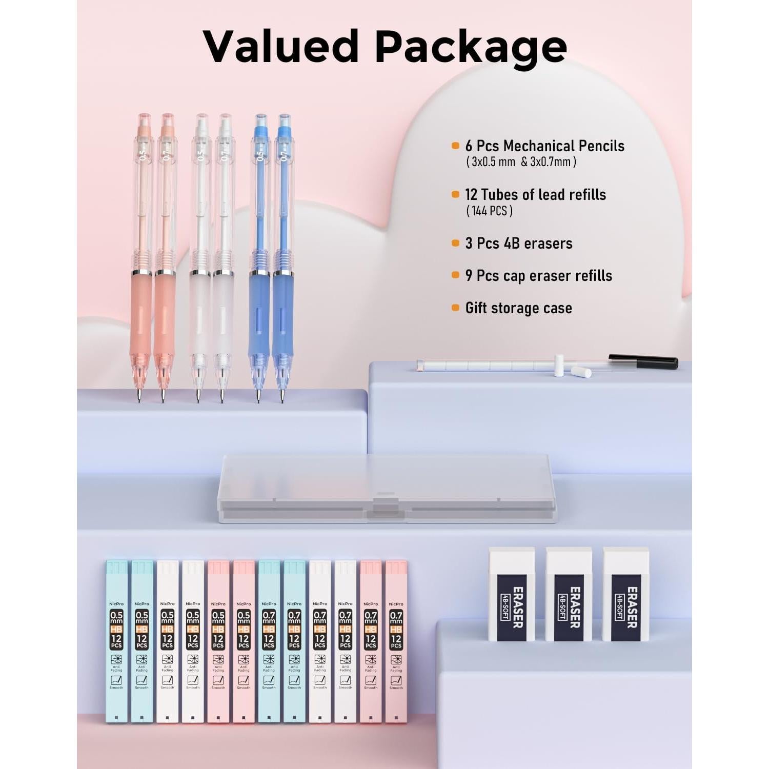 Set de Lápices Mecánicos Nicpro 25 Piezas 0.5 y 0.7 mm