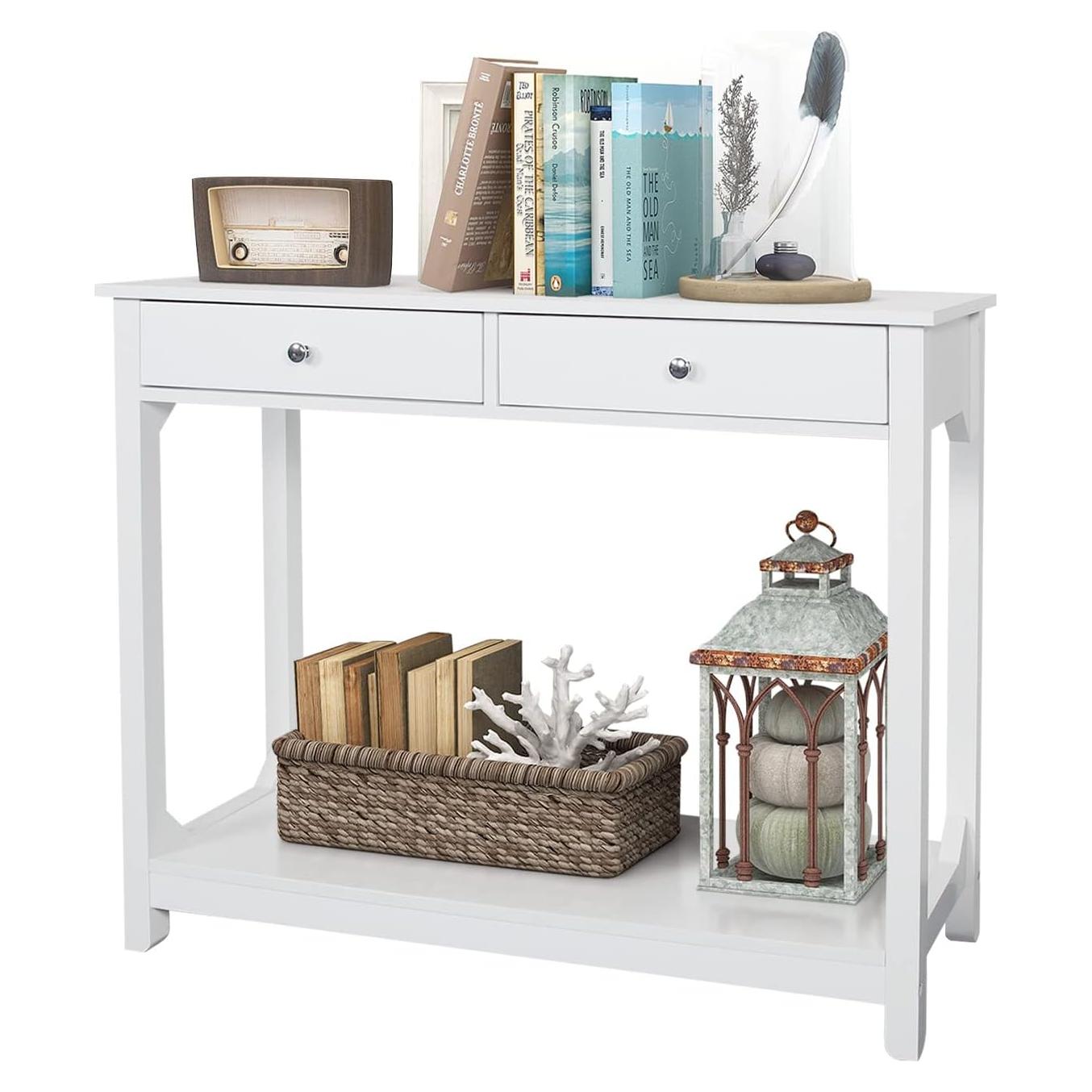 Mesa Consola TaoHFE Blanca 100x30x80 cm 2 Cajones