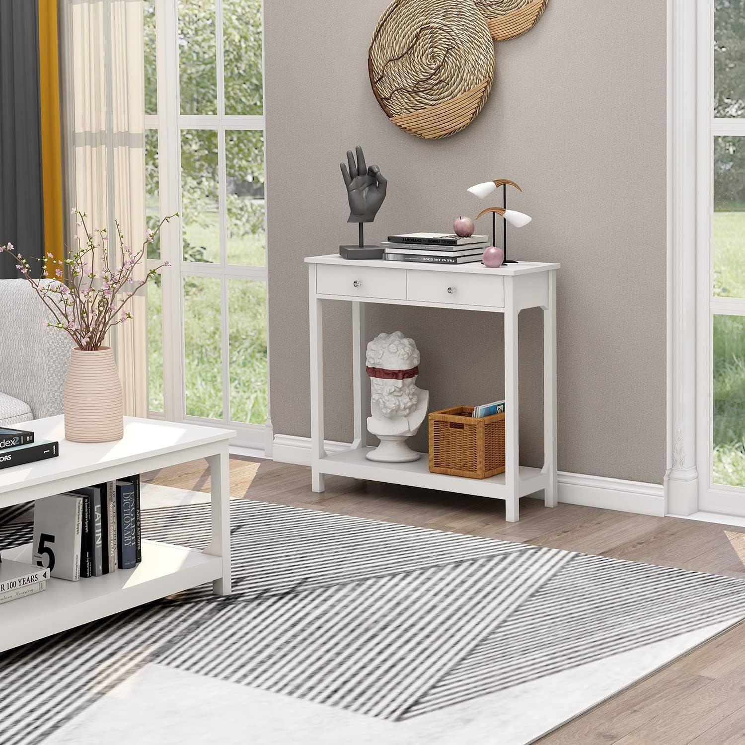 Mesa Consola TaoHFE Blanca 100x30x80 cm 2 Cajones