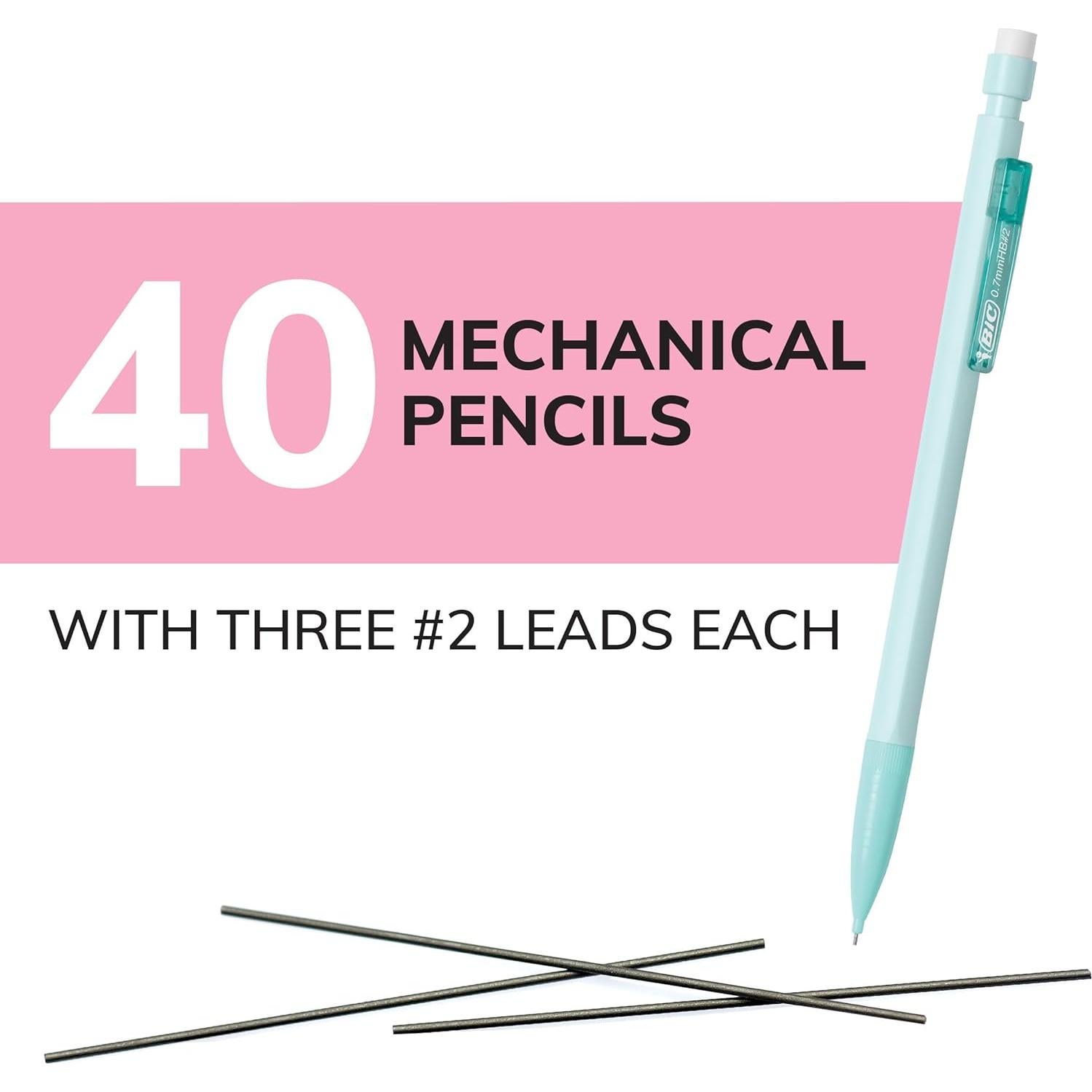 Lápices Mecánicos BIC Xtra-Smooth 0.7mm Pastel 40 Unidades