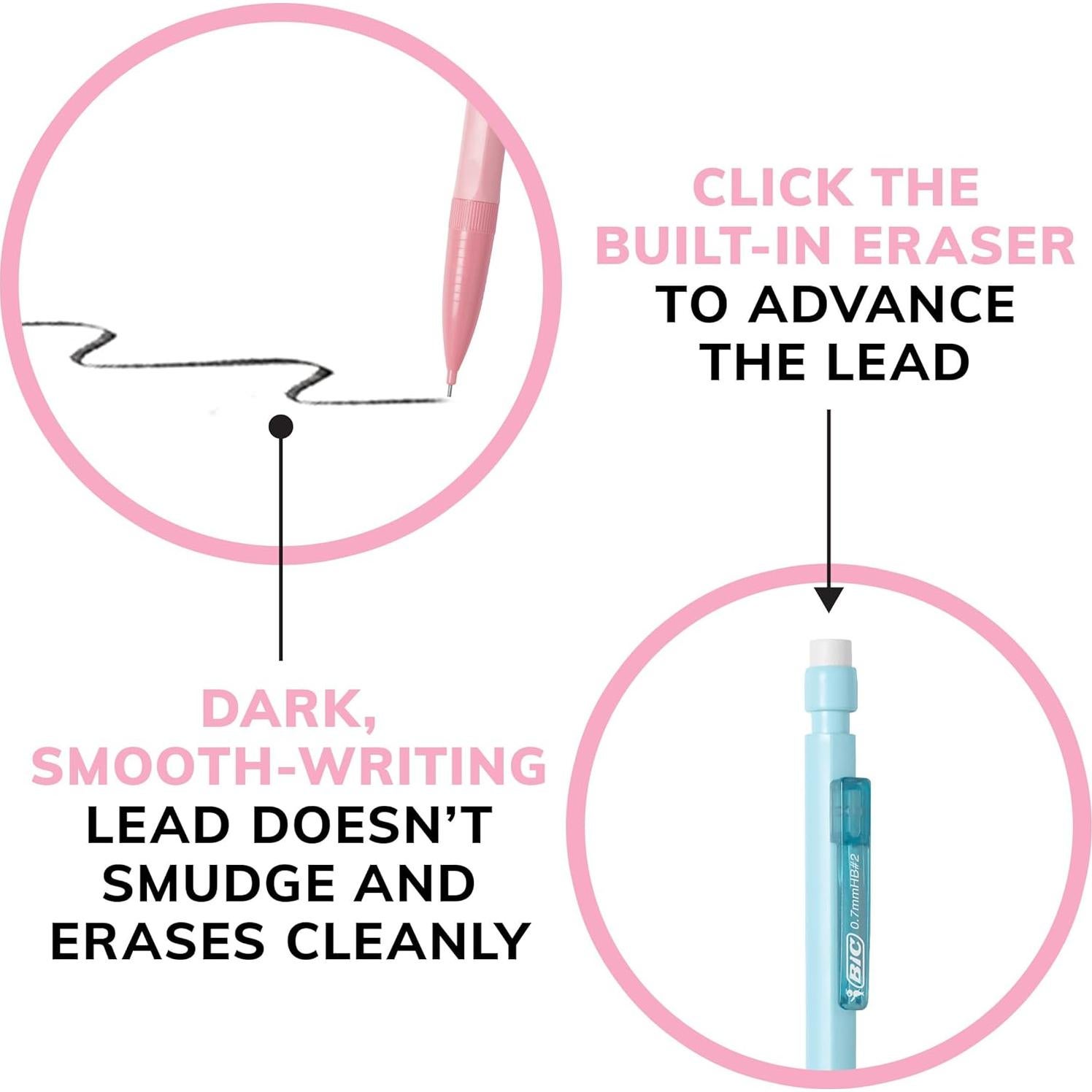 Lápices Mecánicos BIC Xtra-Smooth 0.7mm Pastel 40 Unidades