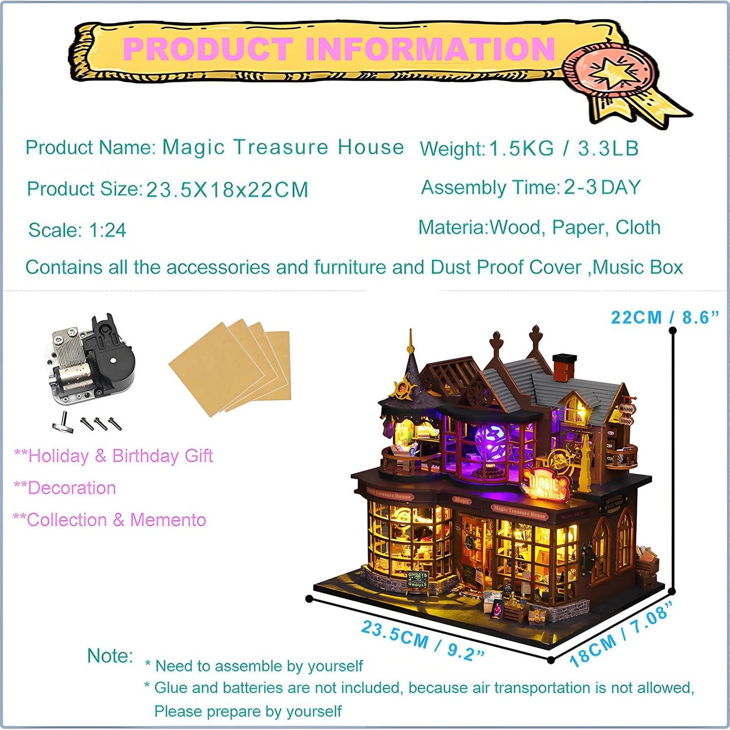 Kit Casa de Muñecas Miniatura DIY Roroom ES016 27.1x12.9x11.6 cm