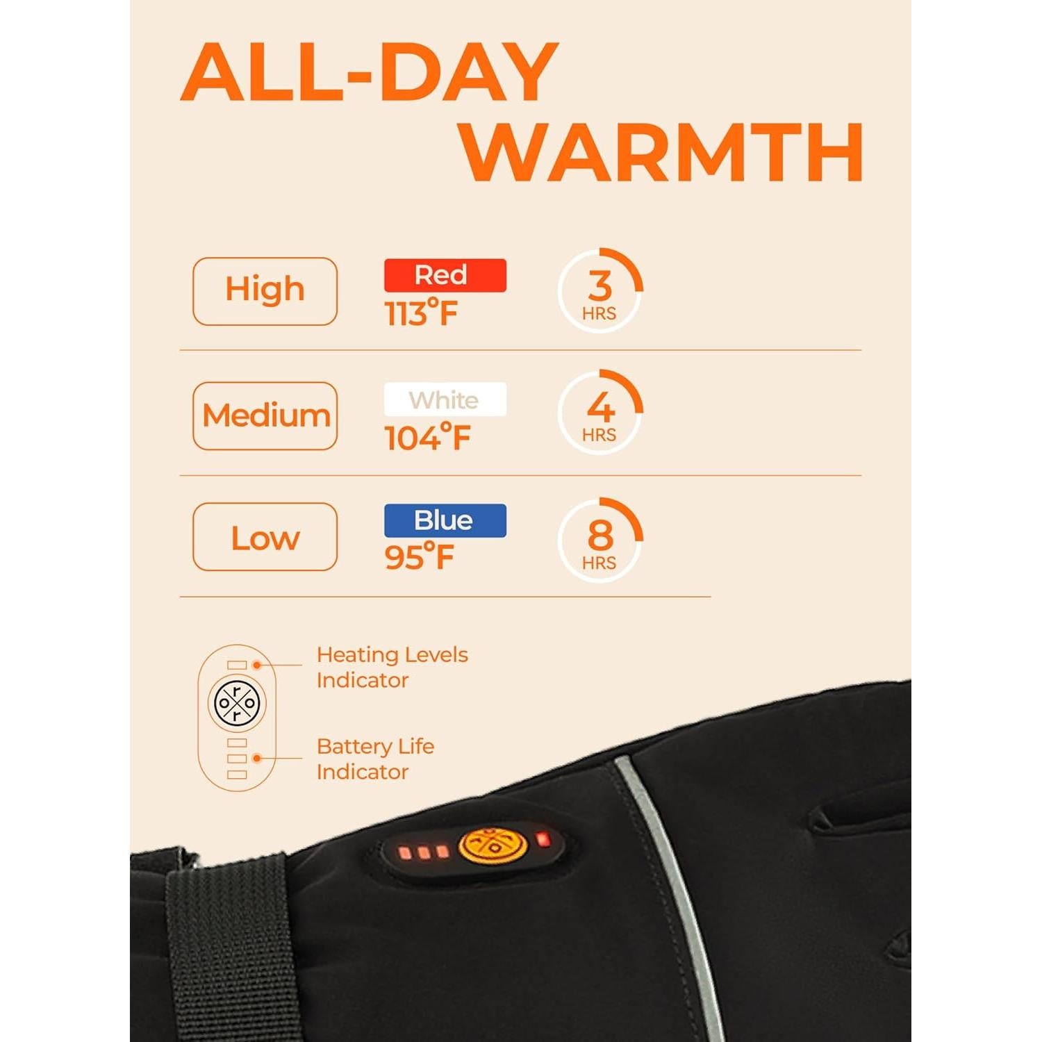 Guantes Calentados ORORO Unisex - Esquí y Motocicleta, 8h Calor