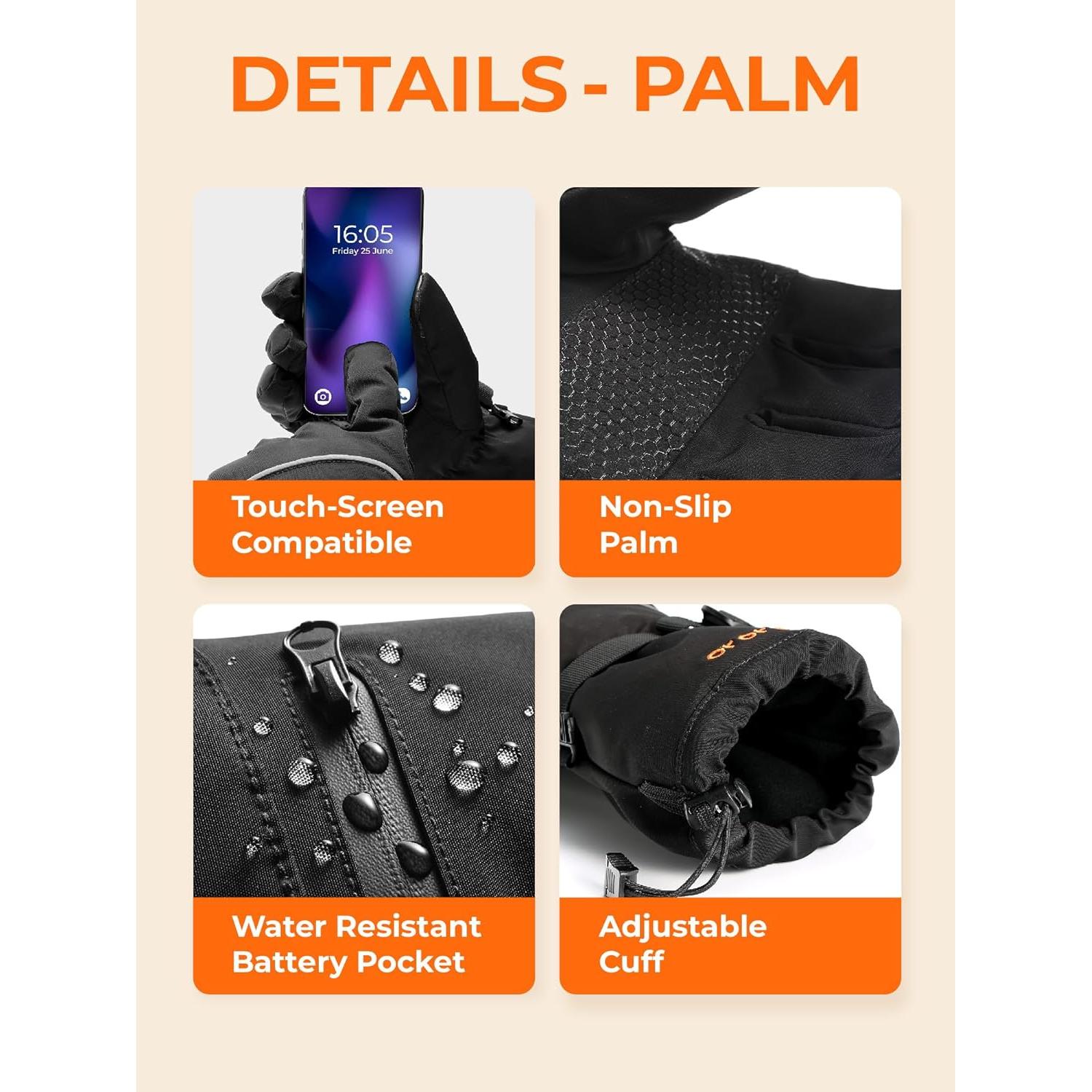 Guantes Calentados ORORO Unisex - Esquí y Motocicleta, 8h Calor