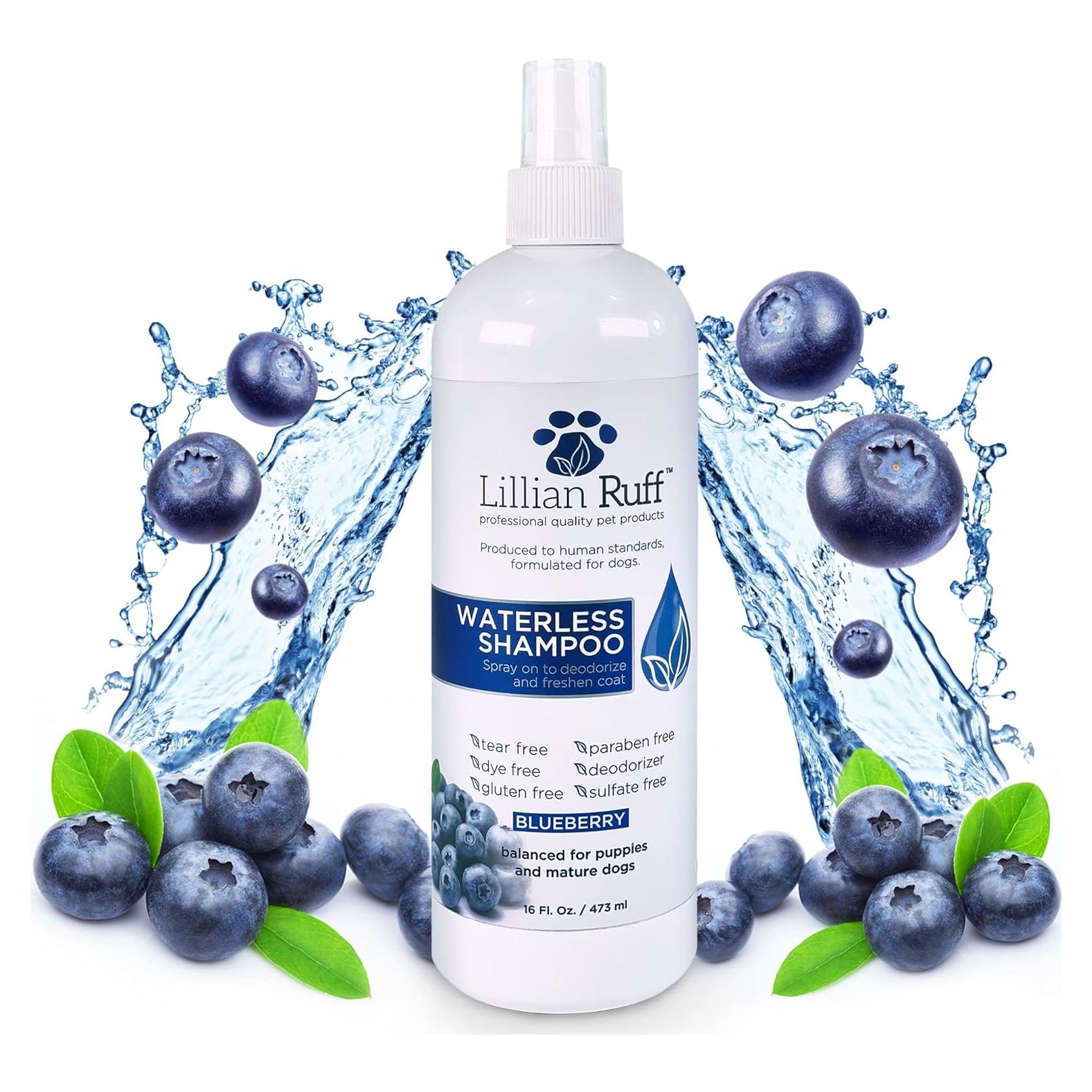 Champú Seco Sin Enjuague Lillian Ruff Arándano 453g para Perros