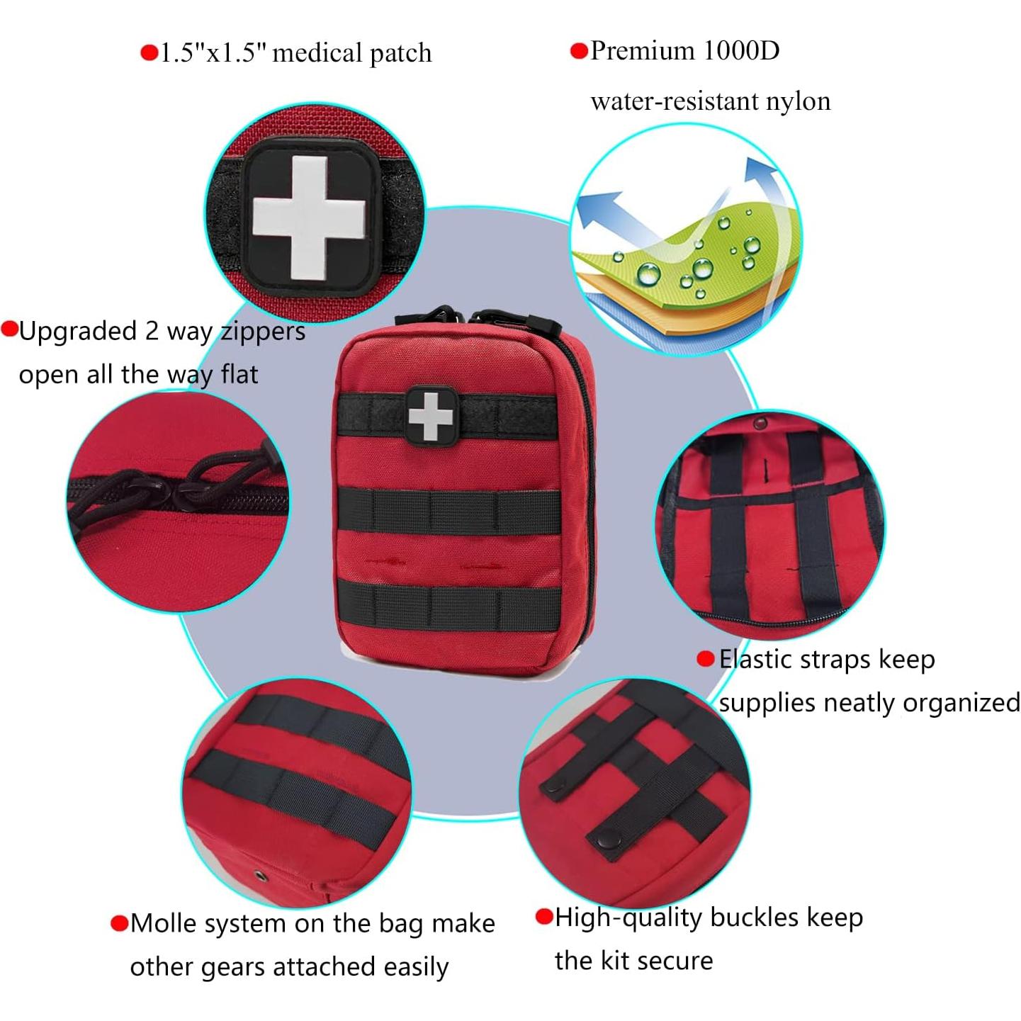 Kit Médico de Primeros Auxilios Carlebben Rojo MOLLE 180 Piezas