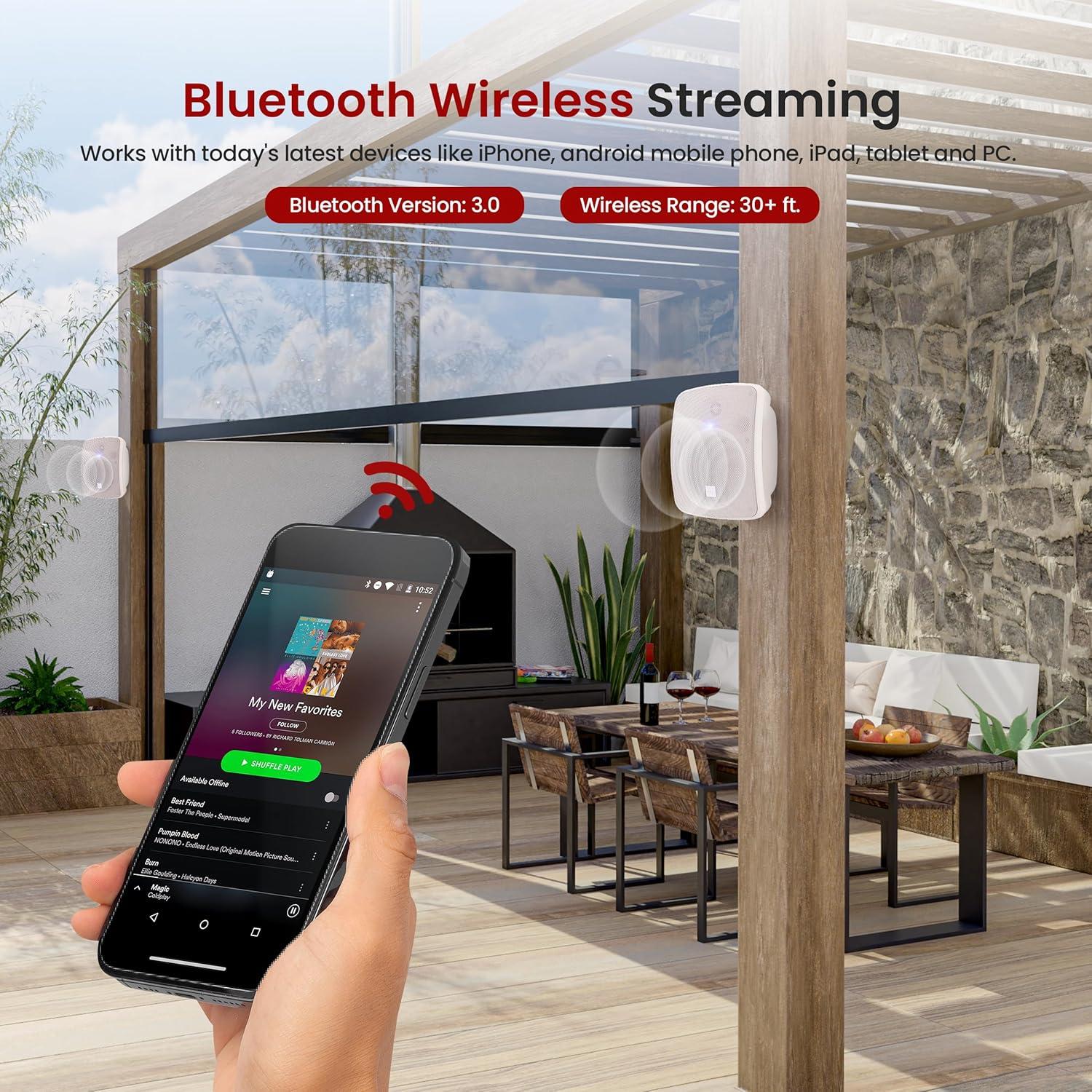 Altavoz Bluetooth Pyle 5.25" Impermeable para Interiores/Exteriores