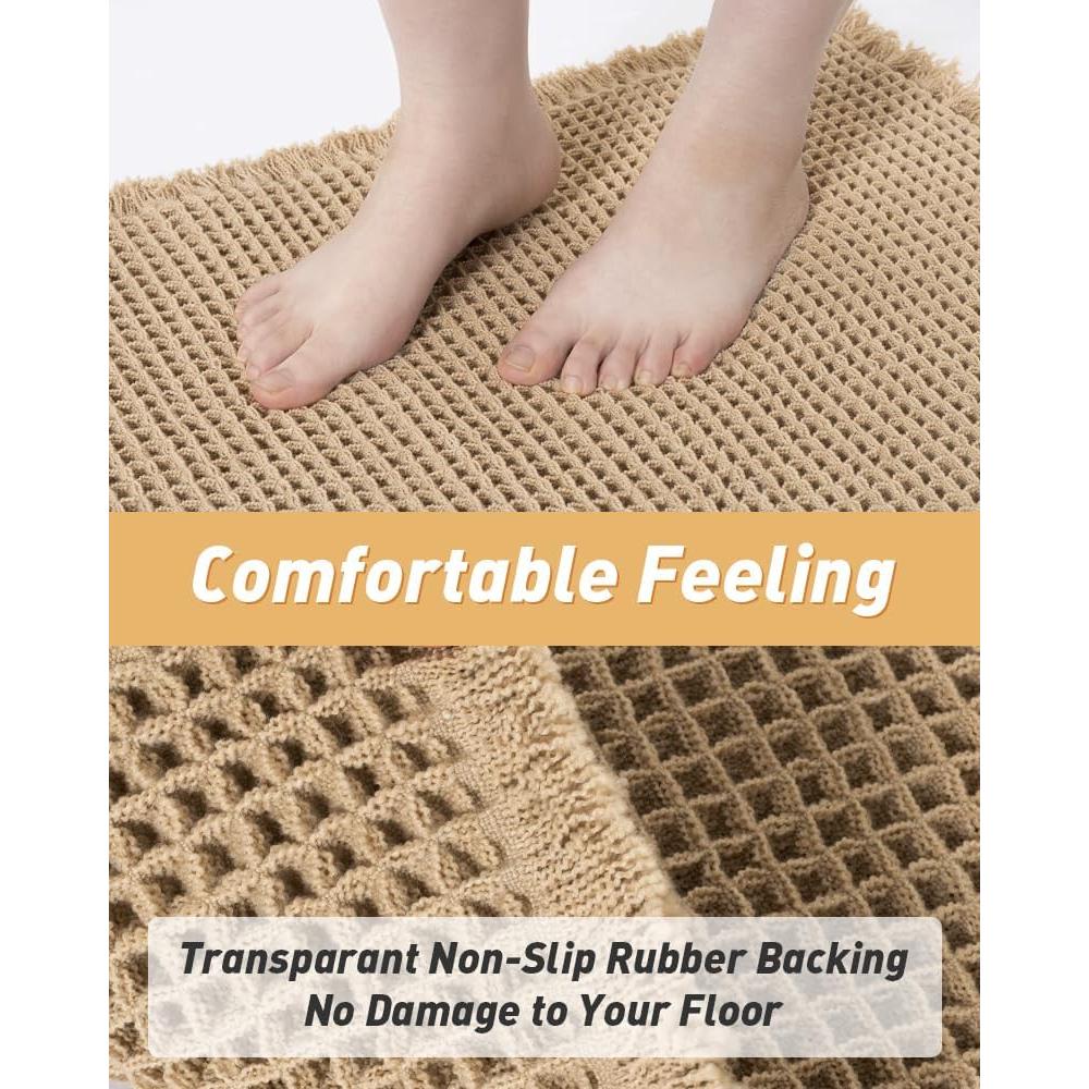 Alfombra de Baño AMOAMI Waffle Antideslizante 46x76 cm Marrón