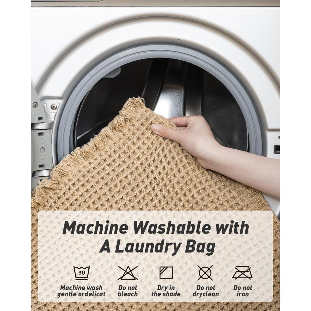 Alfombra de Baño AMOAMI Waffle Antideslizante 46x76 cm Marrón