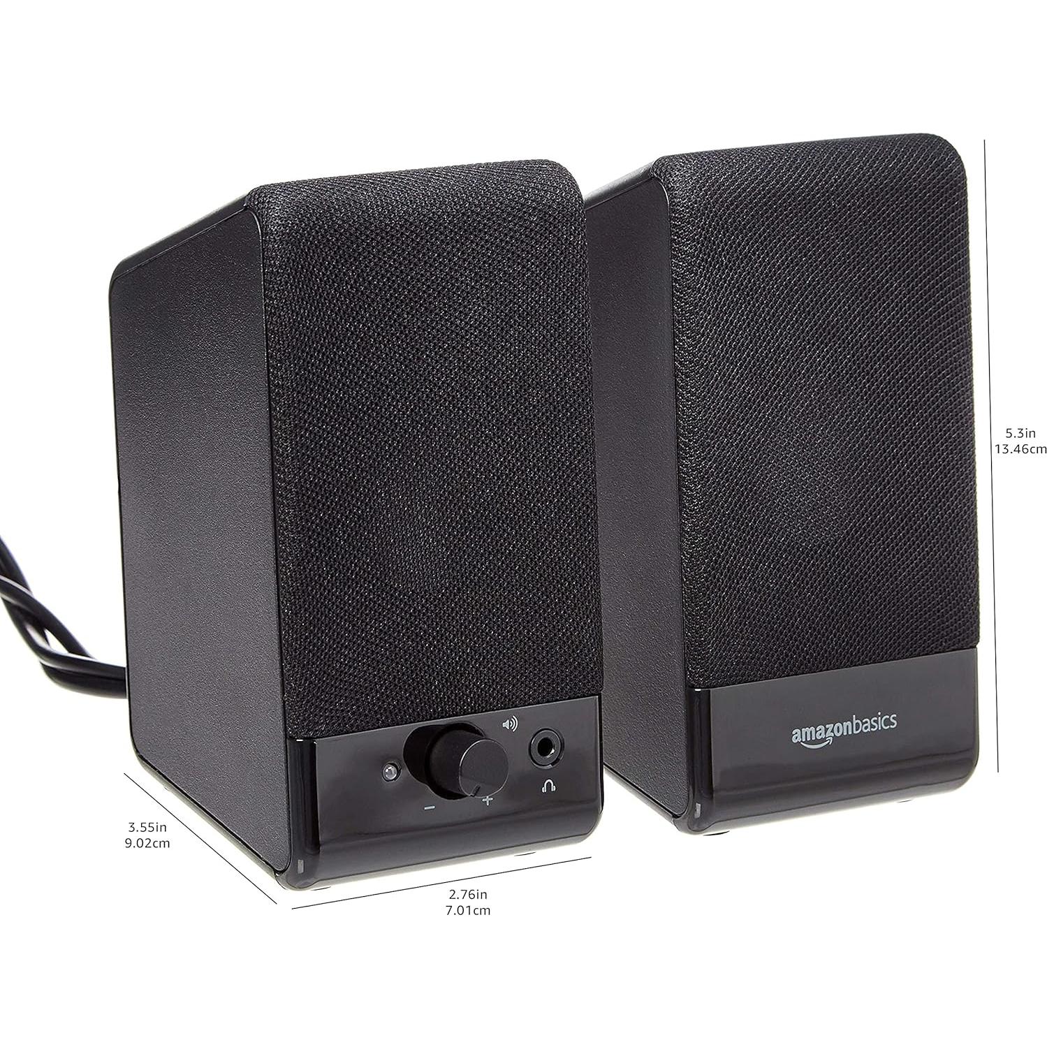 Altavoces USB Amazon Basics para computadora, negro