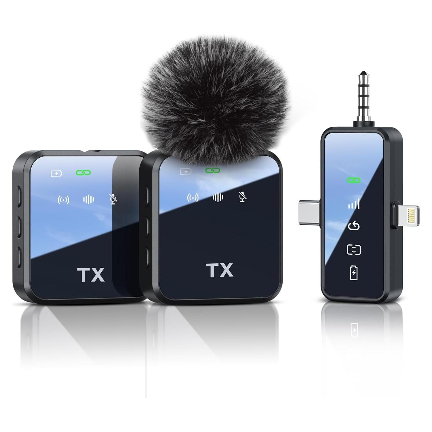 Micrófono Lavalier Inalámbrico PQRQP 100m 18h Batería