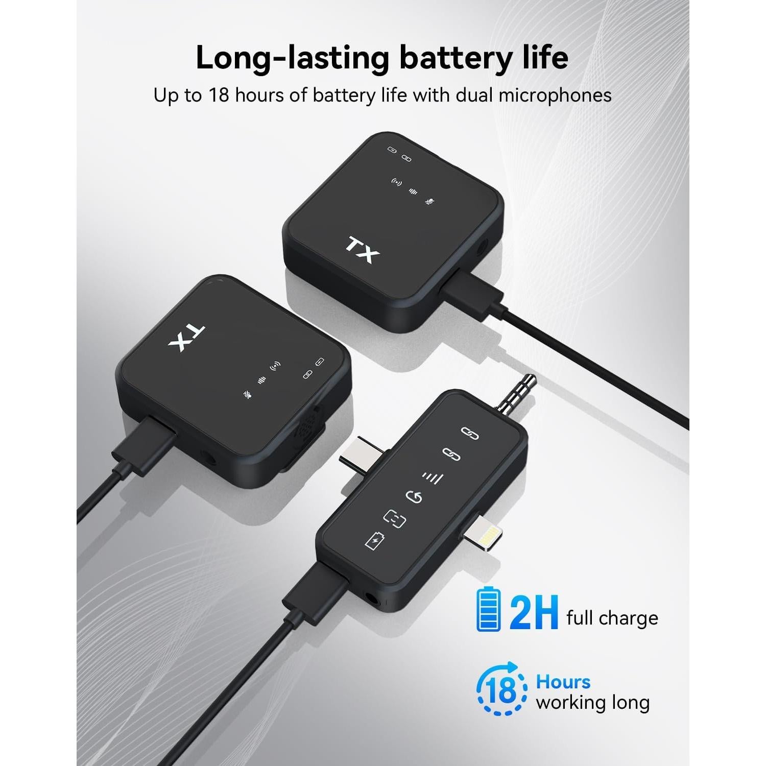 Micrófono Lavalier Inalámbrico PQRQP 100m 18h Batería