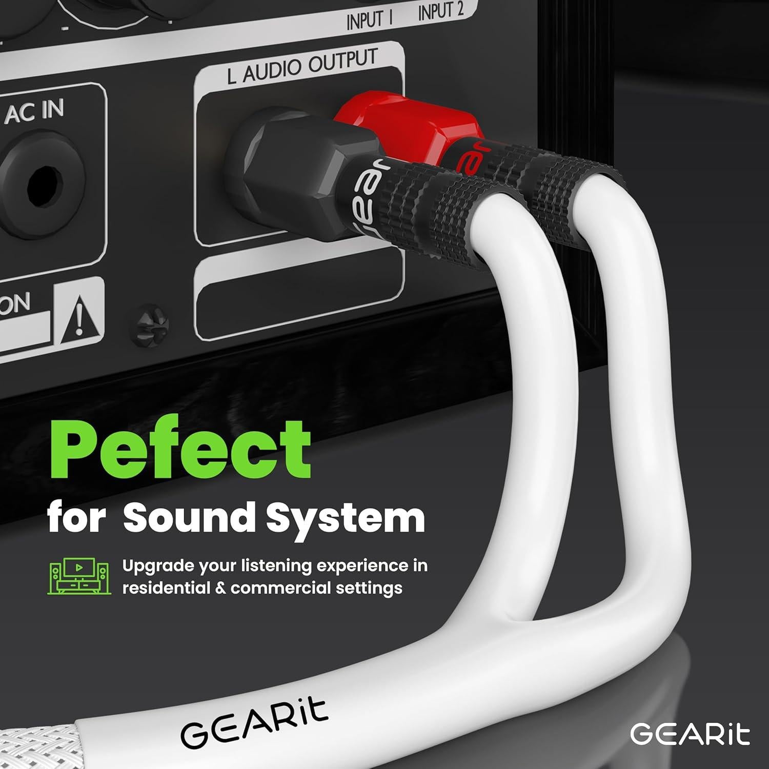 Cable de Altavoz GEARit 12AWG 3m con Banana Plugs Blanco