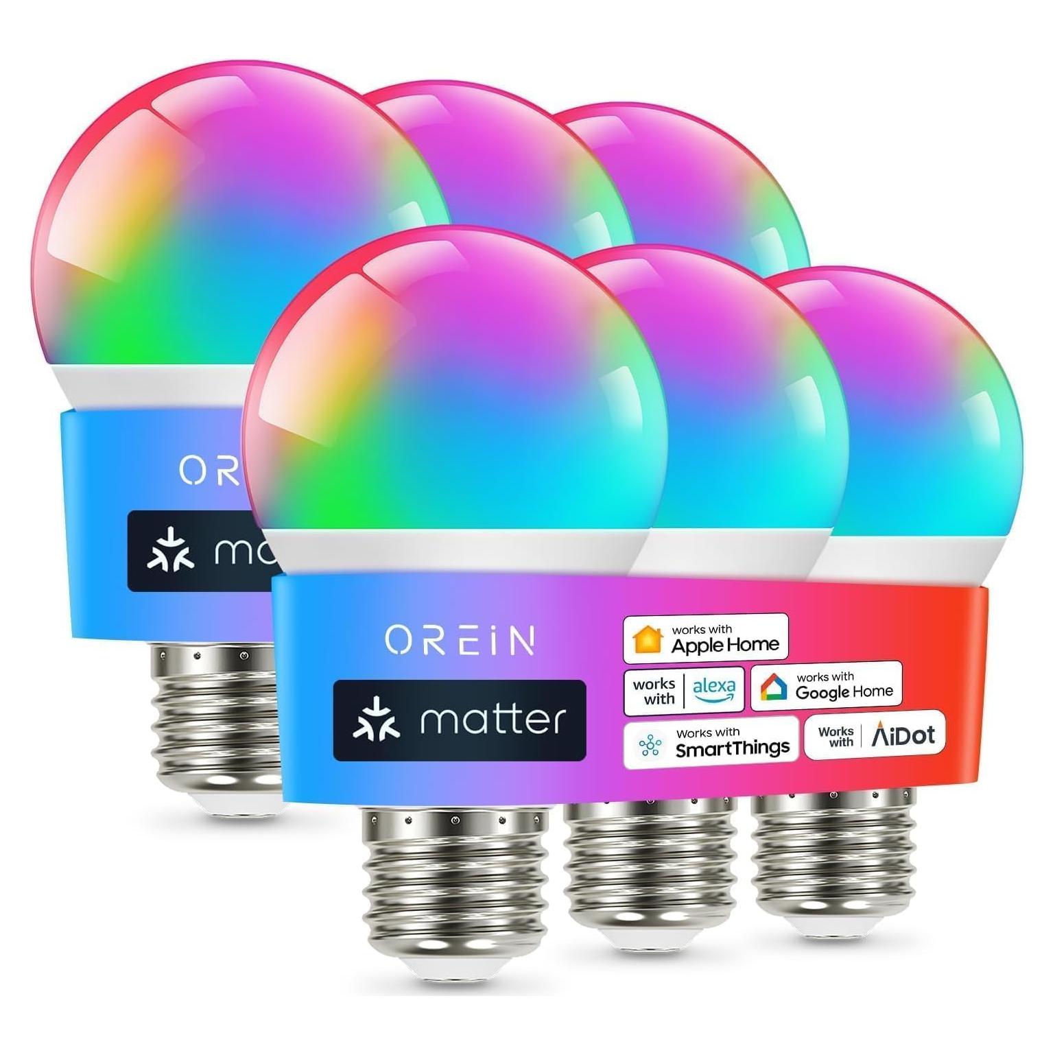 Bombilla Inteligente OREiN A19 6 Paquete 800 Lúmenes WiFi