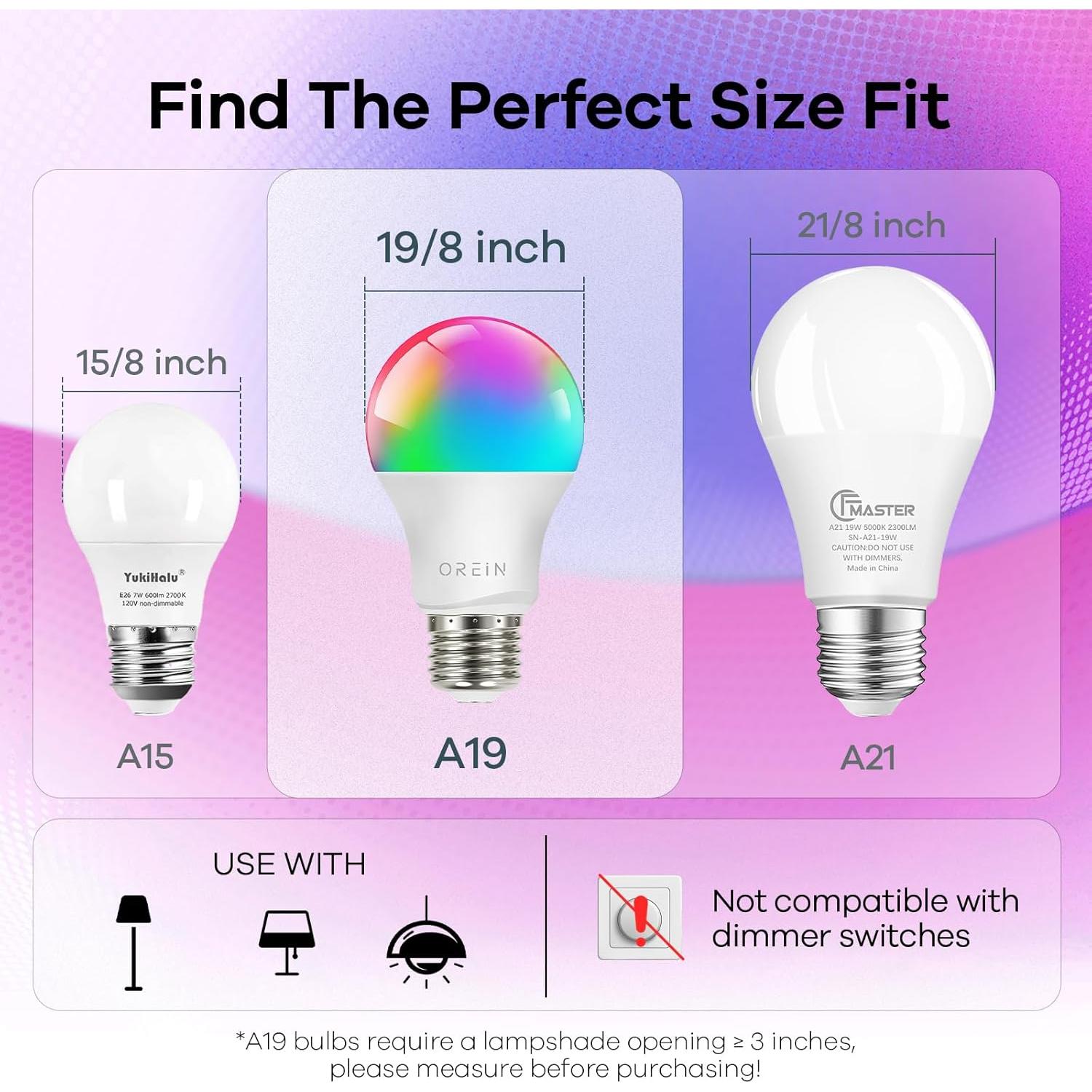 Bombilla Inteligente OREiN A19 6 Paquete 800 Lúmenes WiFi