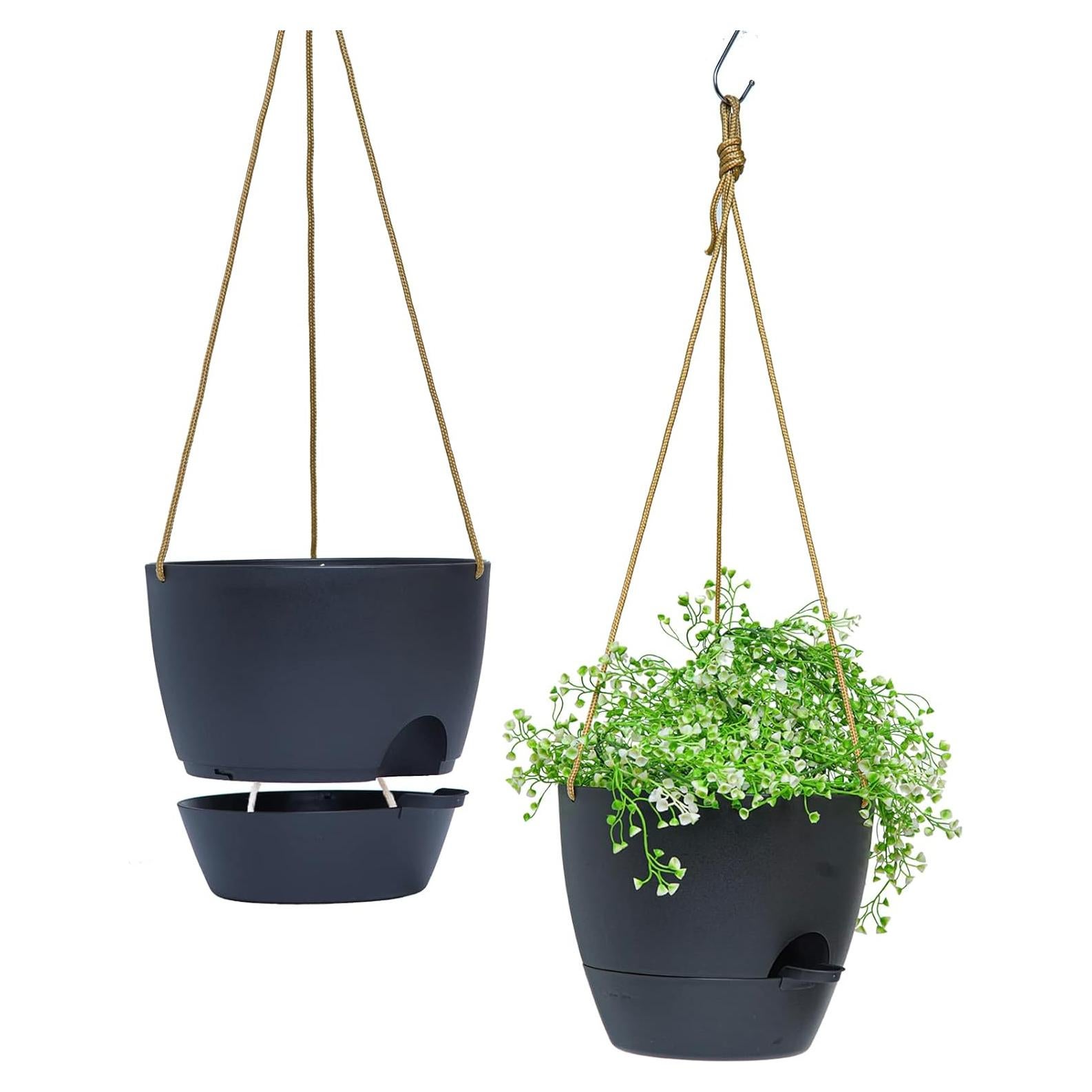Macetas colgantes autorriego SwinDuck 25 cm 2 piezas negro