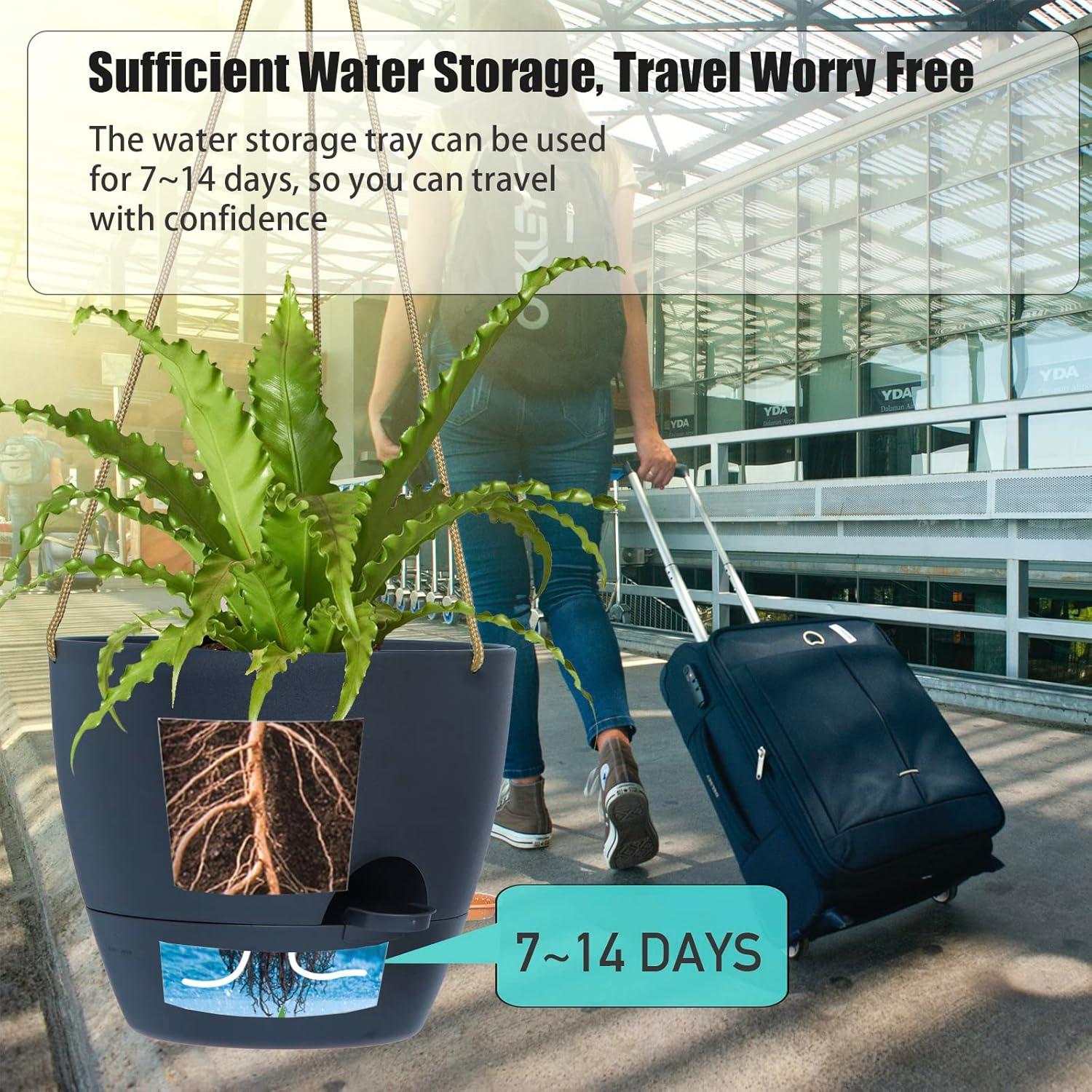 Macetas colgantes autorriego SwinDuck 25 cm 2 piezas negro