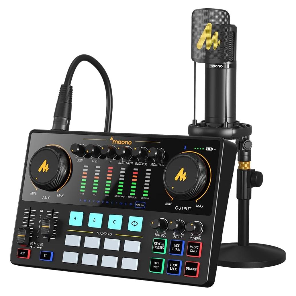 Paquete de Podcast Maono AME2A con Micrófono XLR y Bluetooth