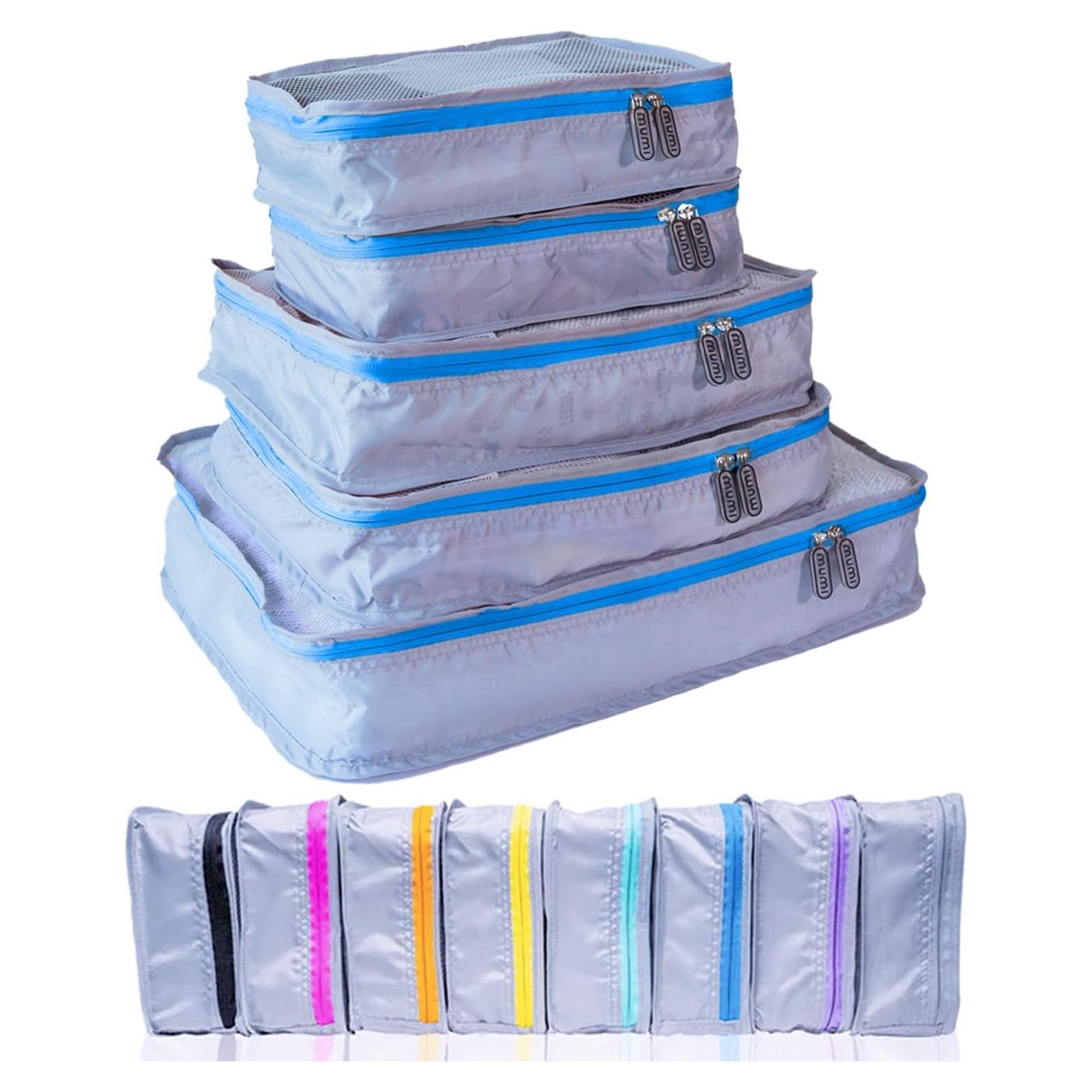 MUMI Juego de 5 Cubos de Empaque Azul para Viaje