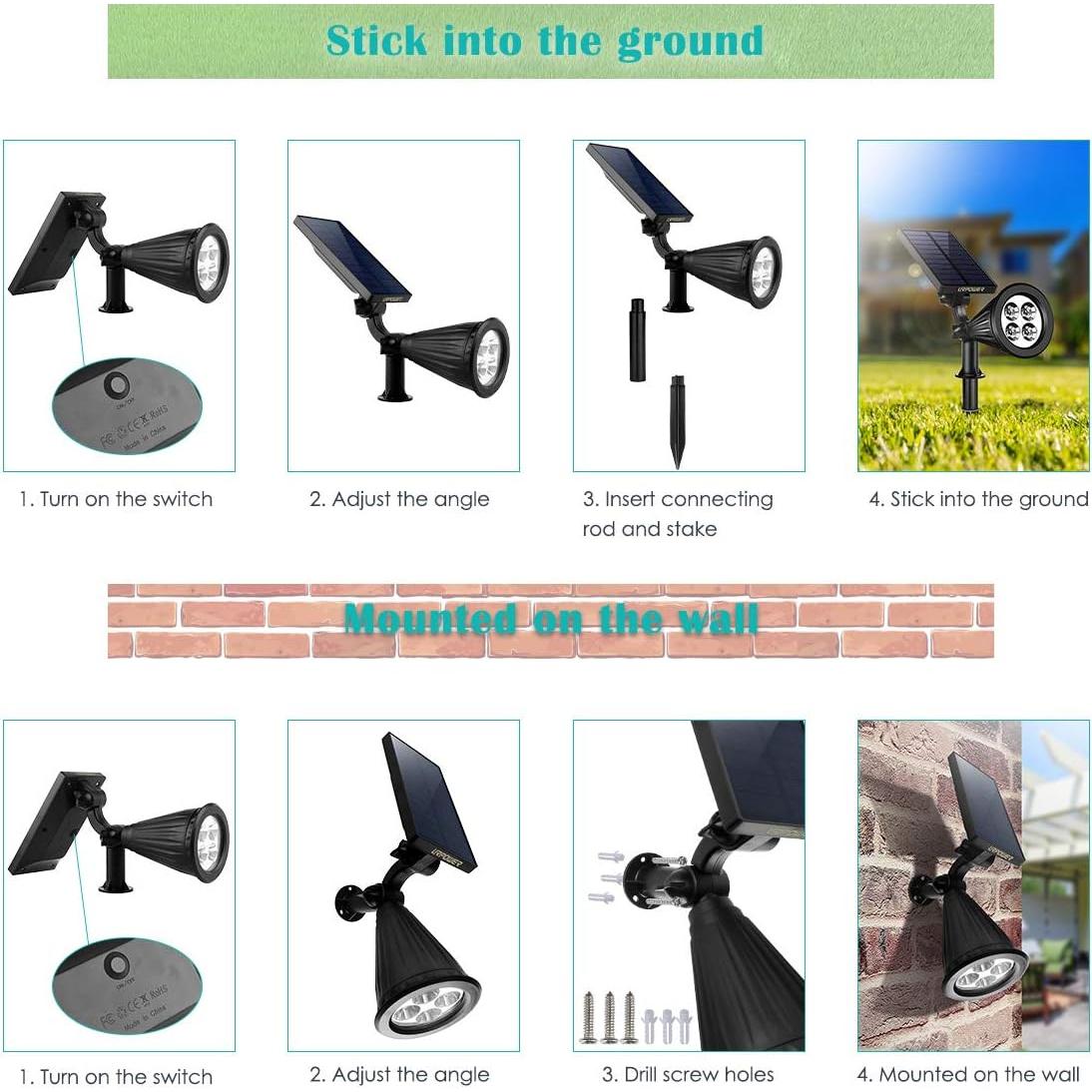 Luces Solares URPOWER 2 Paquete Ajustables IP64 Jardín