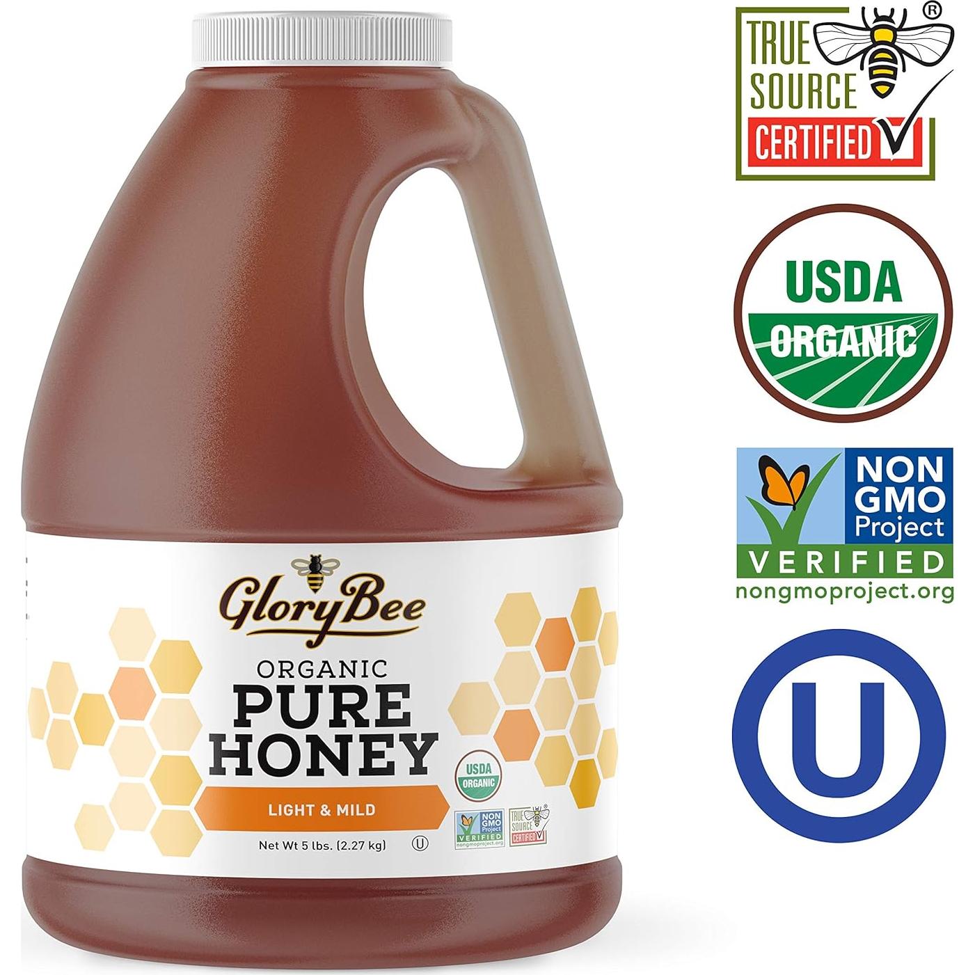 Miel Orgánica GloryBee 100% Pura Ligera y Suave 2.27 kg