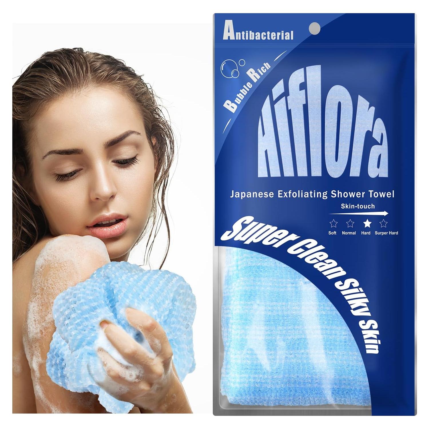 Toalla Exfoliante Ducha Hiflora Dura 32g Diseño Extra Largo