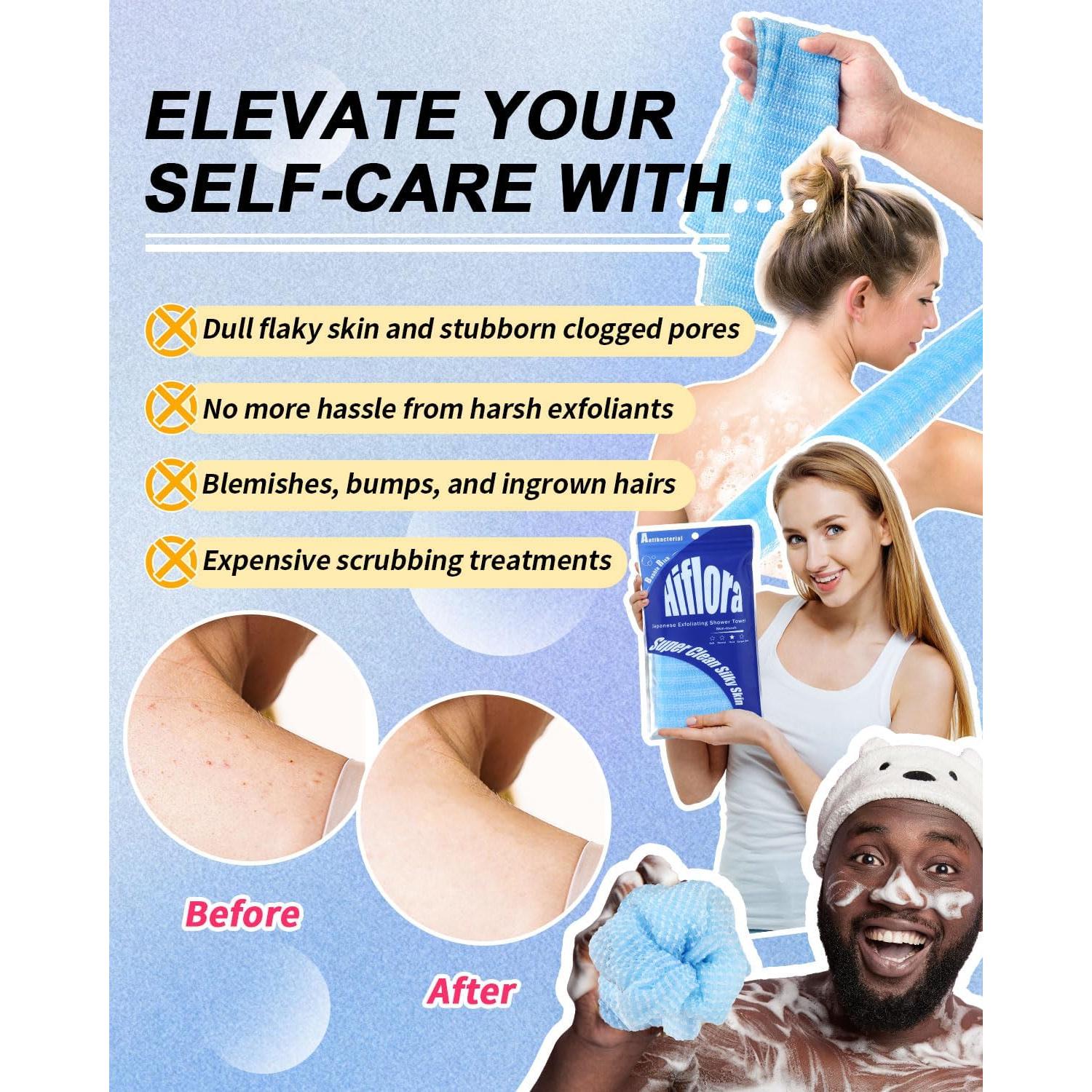 Toalla Exfoliante Ducha Hiflora Dura 32g Diseño Extra Largo