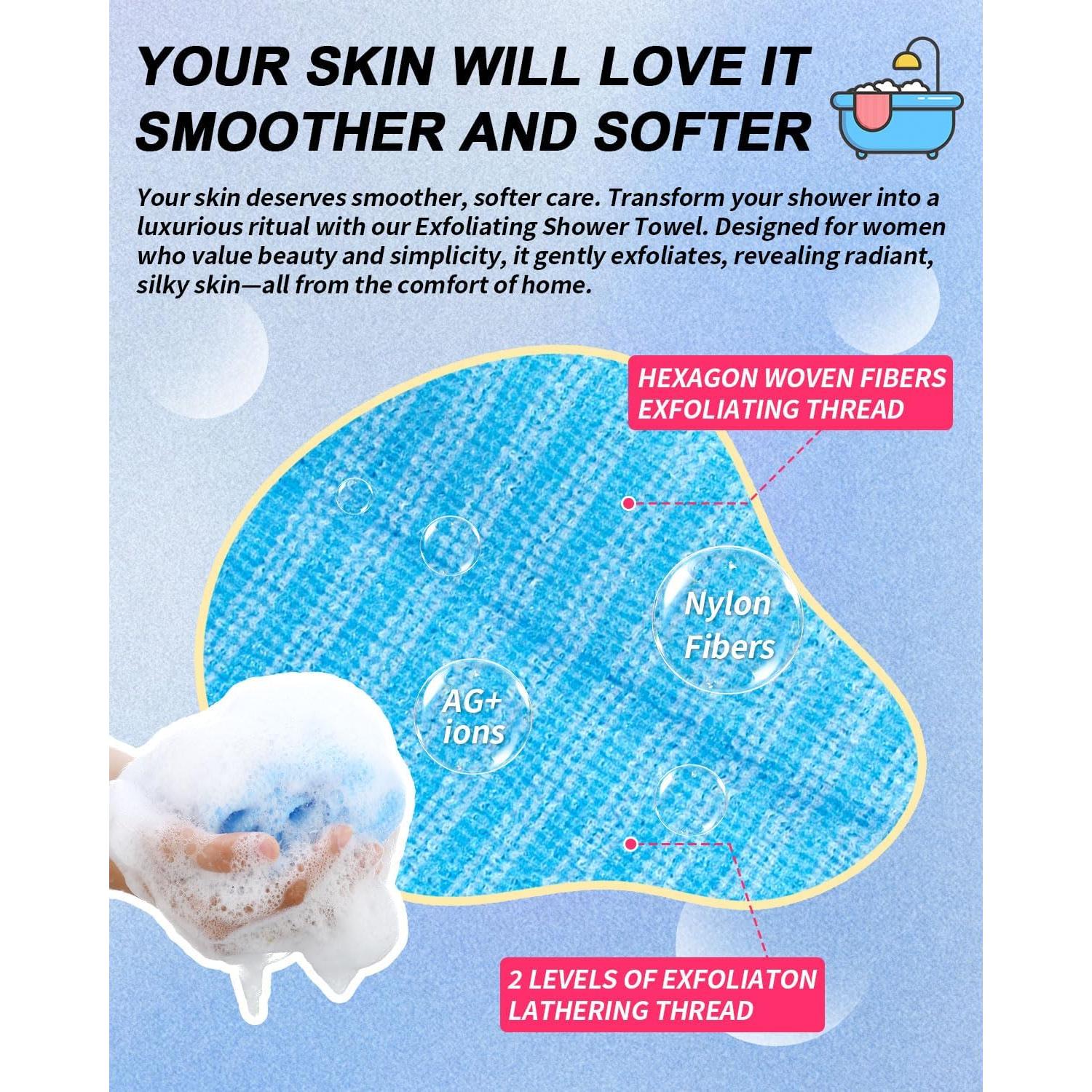 Toalla Exfoliante Ducha Hiflora Dura 32g Diseño Extra Largo