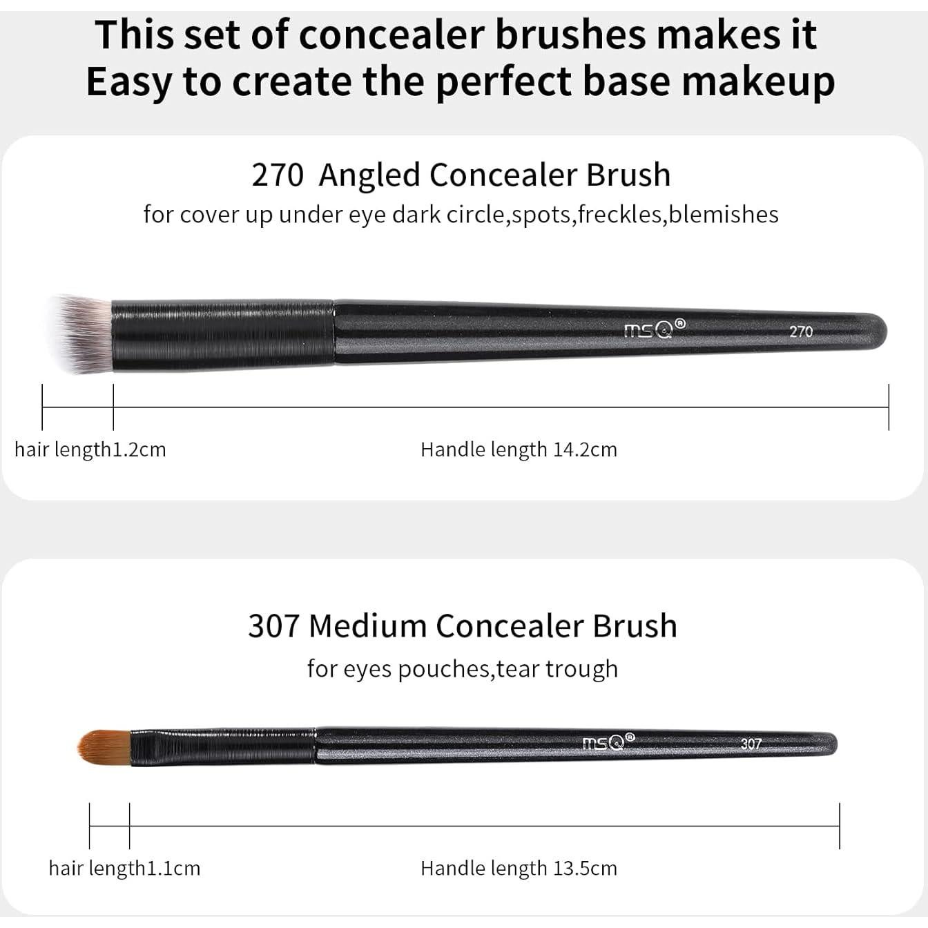 Set de Brochas de Corrector MSQ - 2 Piezas Anguladas Negro