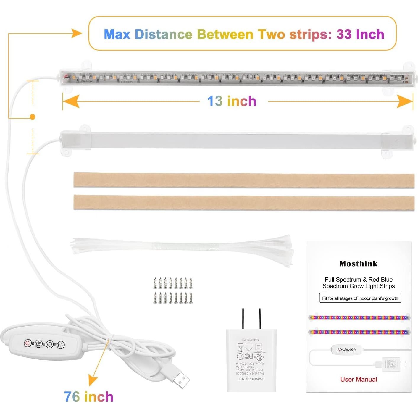 Luces de Crecimiento Mosthink 2 Paquetes LED Espectro Completo