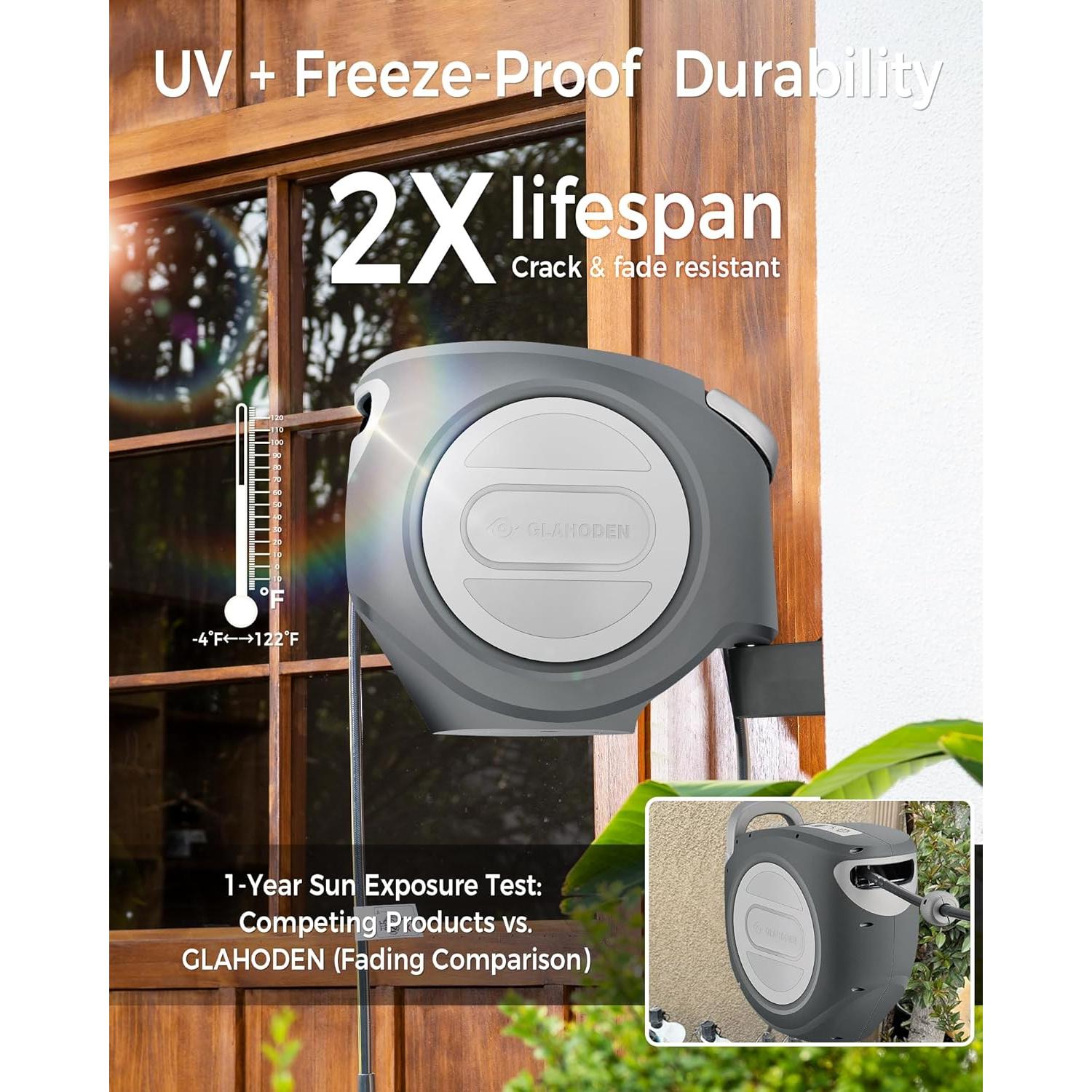 Carrete de Manguera Retráctil GLAHODEN 1/2" x 25.9m Automático