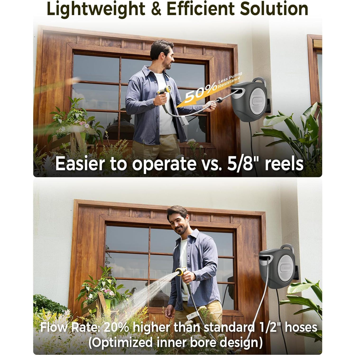 Carrete de Manguera Retráctil GLAHODEN 1/2" x 25.9m Automático