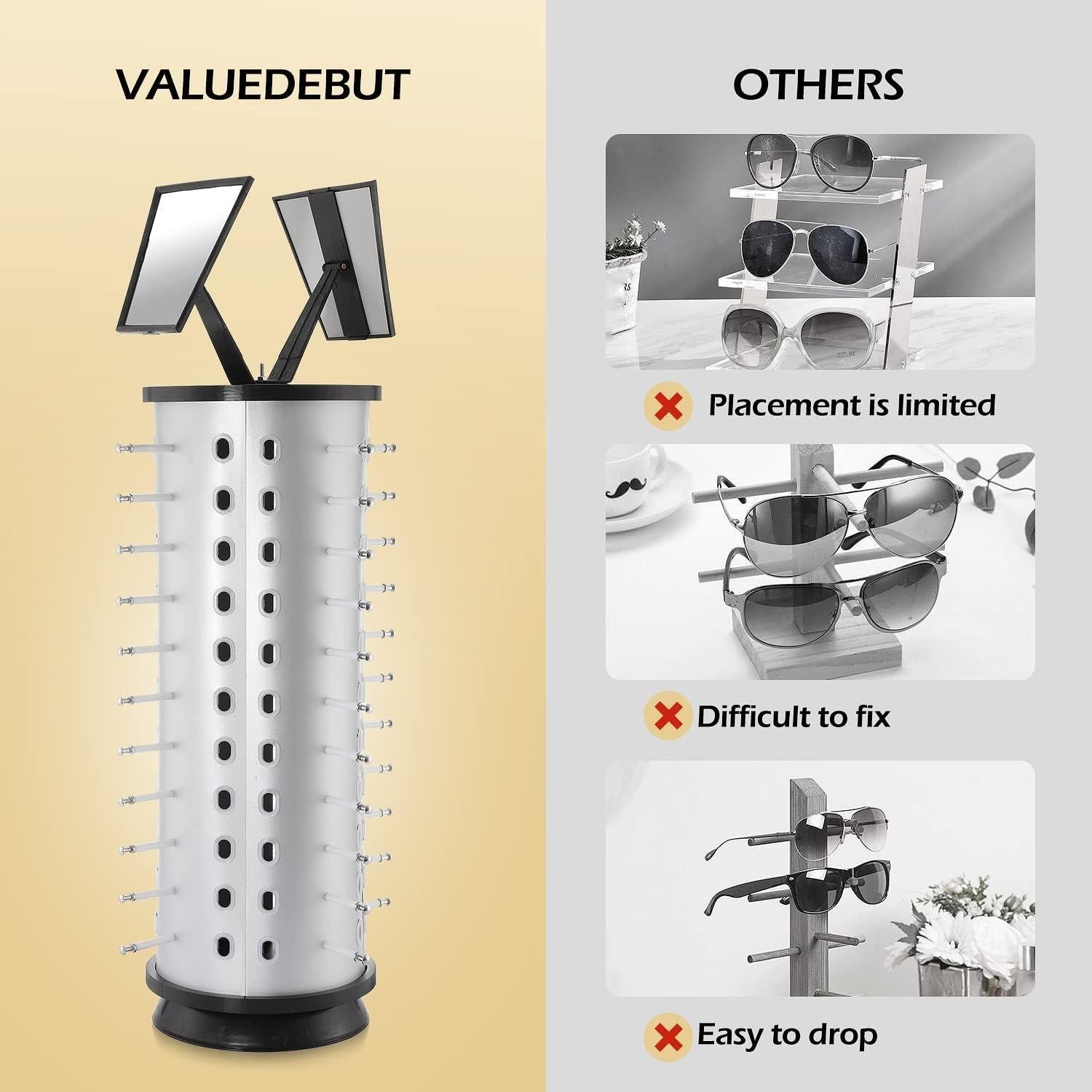 Soporte de Exhibición de Gafas VARIPOWDER Rotativo 360° para 44 Pares