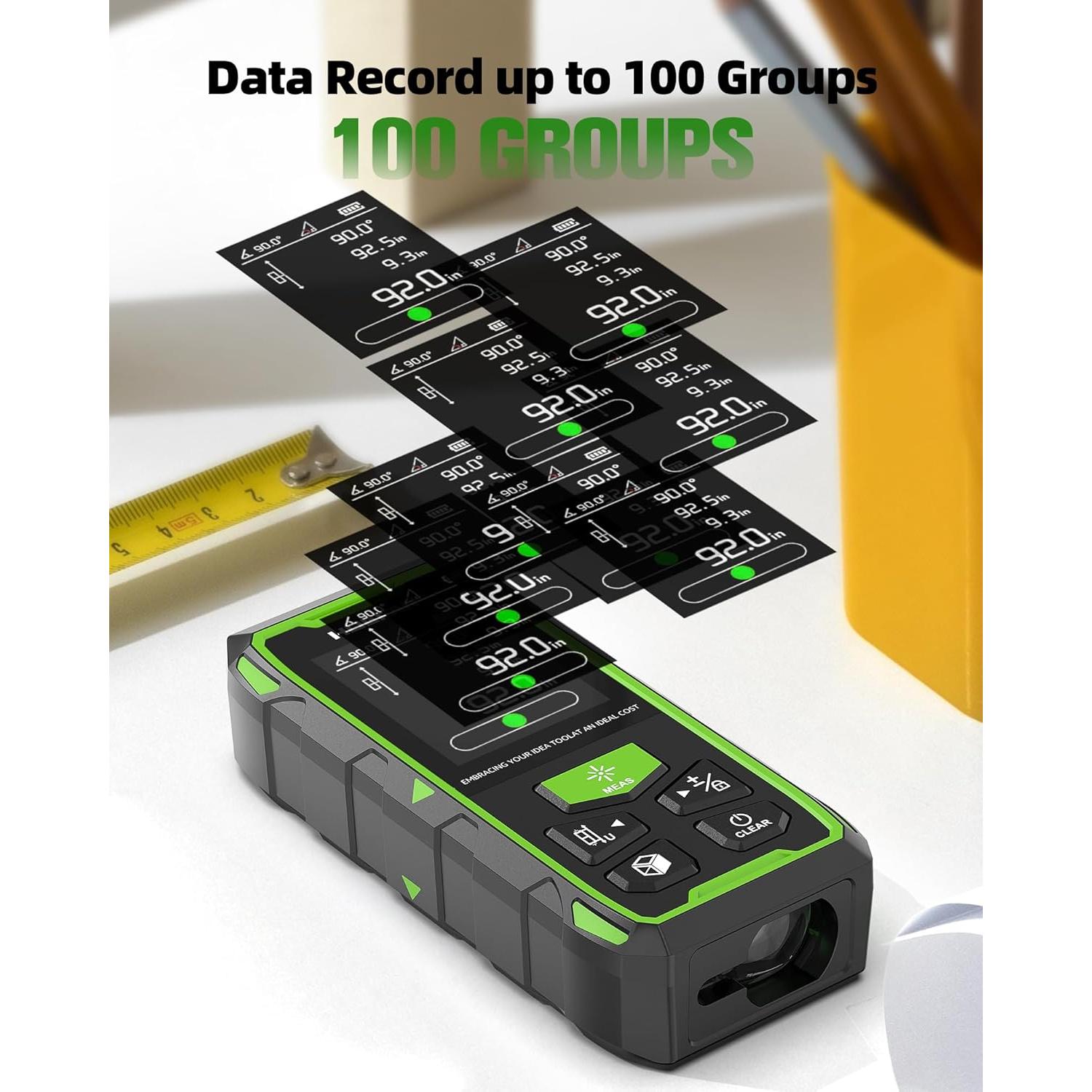 Medidor Láser Dual Huepar 393Ft Verde Recargable LCD