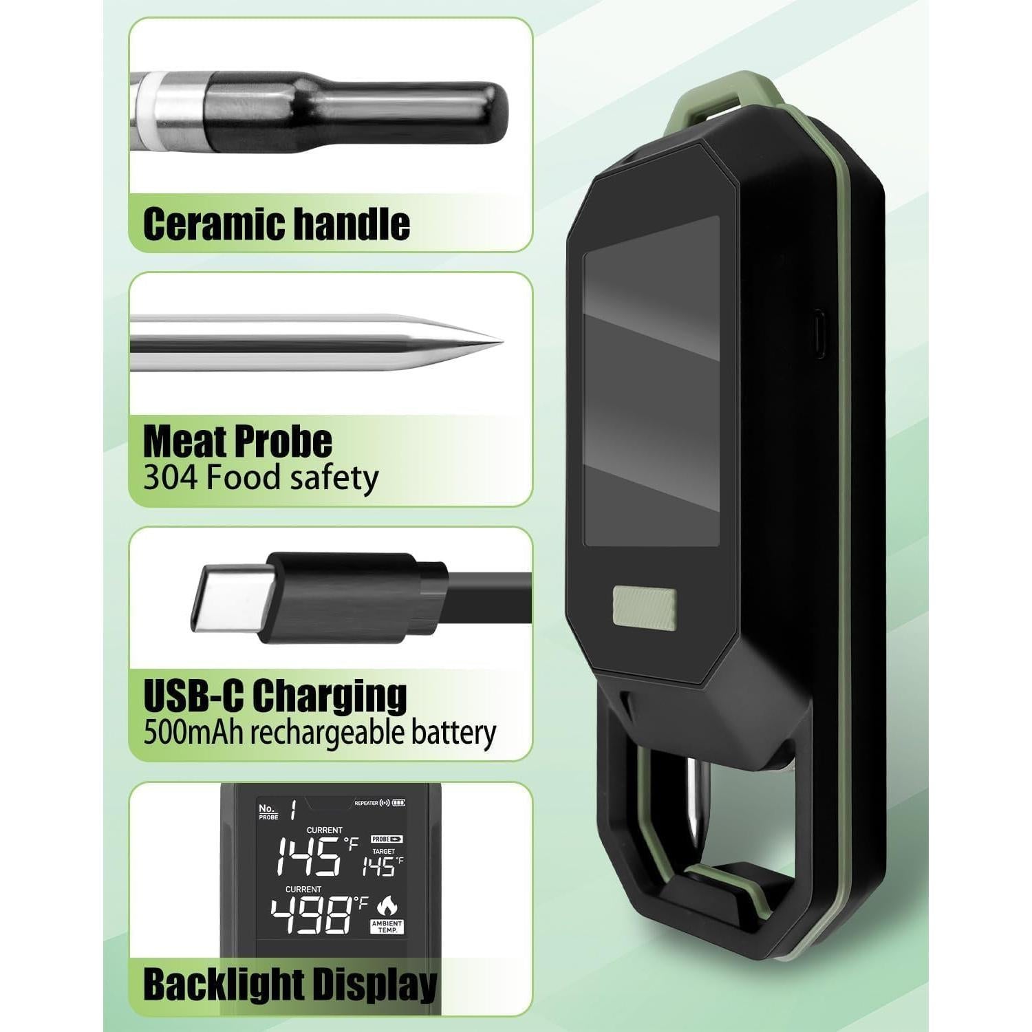Termómetro de Carne Inalámbrico SekiFitment Doble Sonda 168m