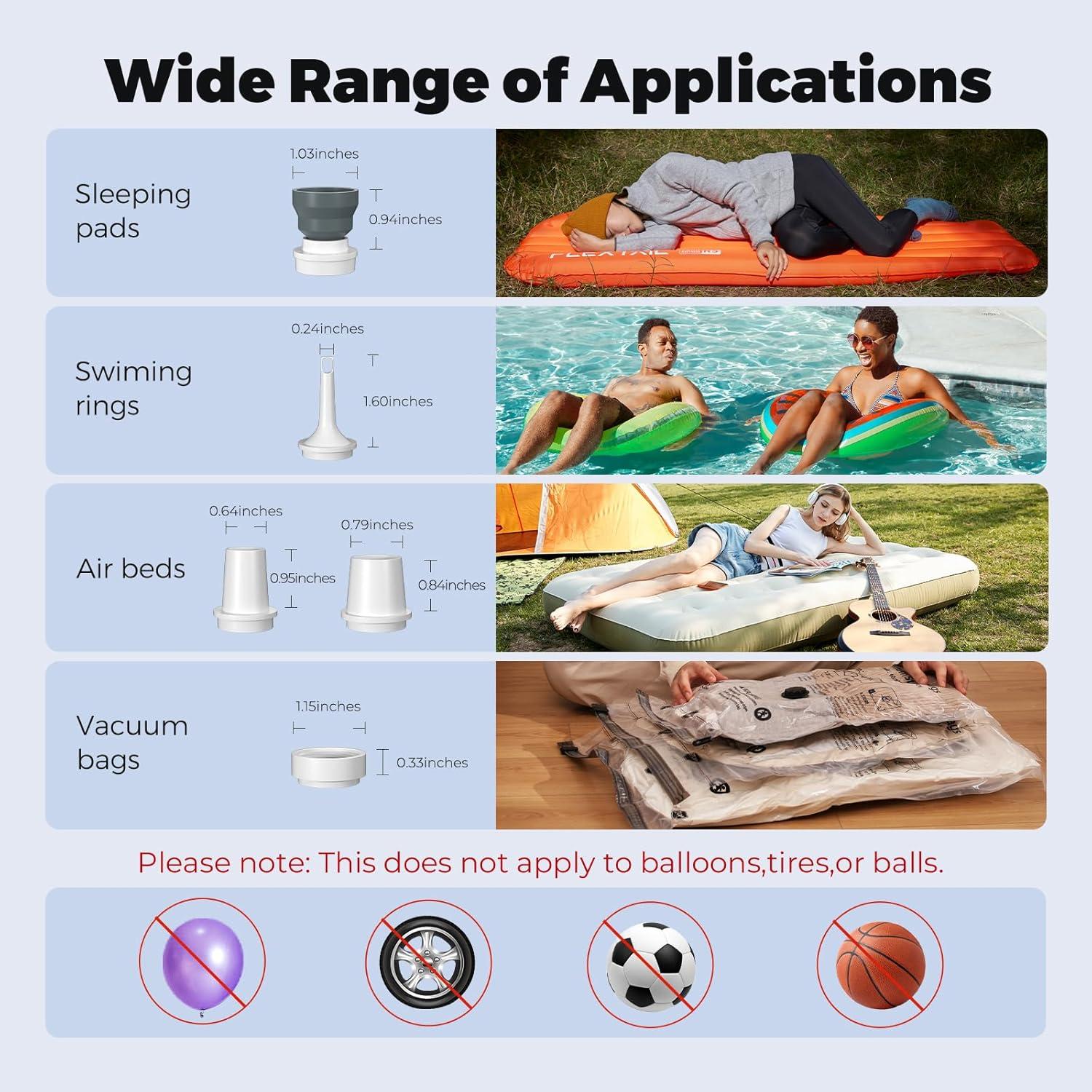 FLEXTAILGEAR Air Pump for Inflatables, 300L/min Air Mattress Pump for Inflate Deflate with 1600mAH Battery, Portable Air Pump for Sleeping Pads, Pool Toys, Floats, Swimming Ring, Air Bed