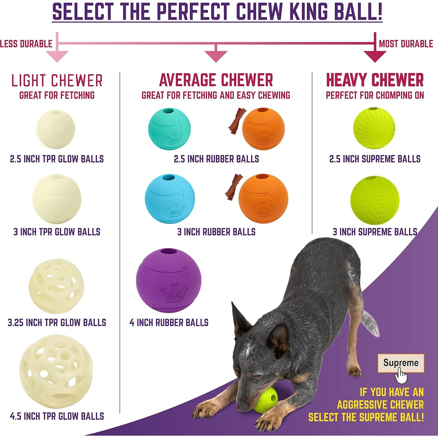 Pelota de Fetch Brillante Chew King 7,6 cm Paquete de 2