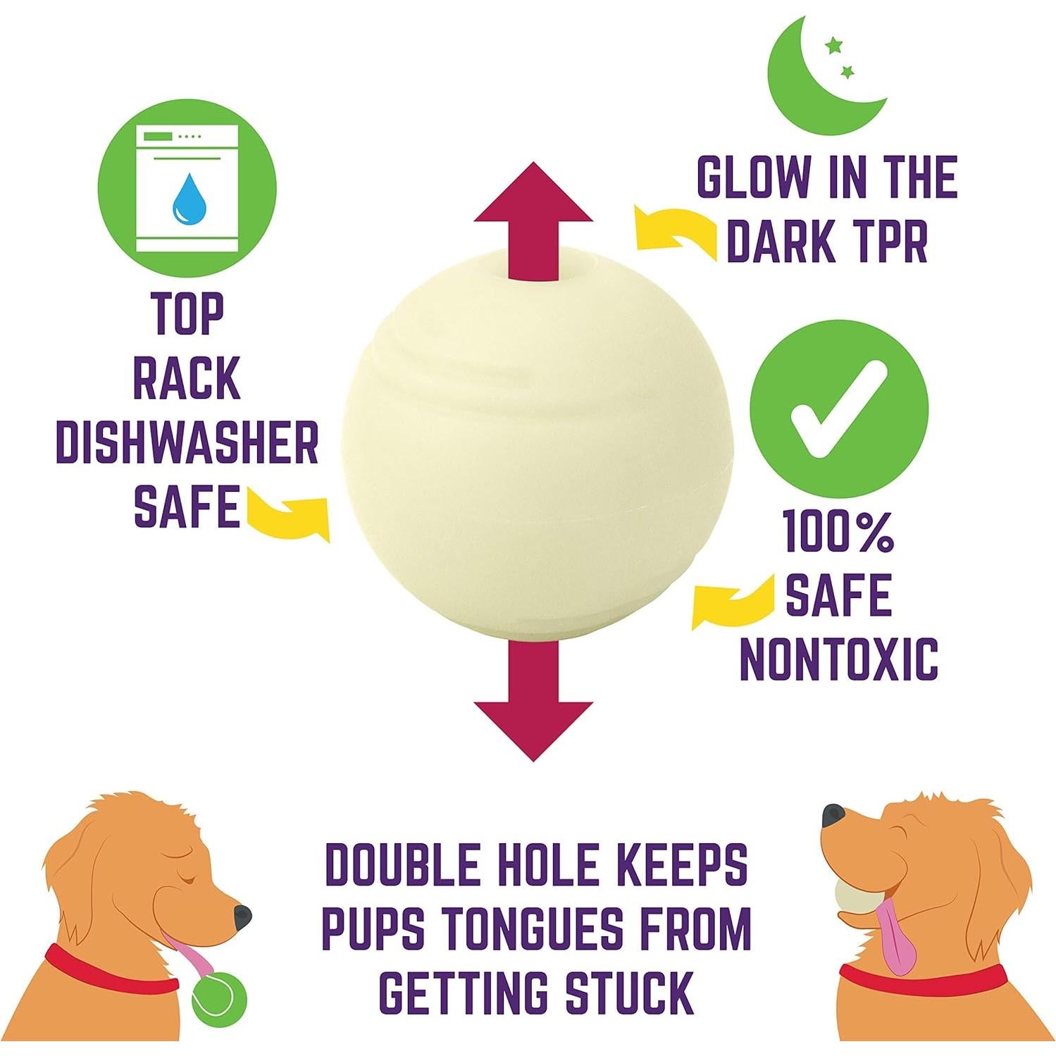 Pelota de Fetch Brillante Chew King 7,6 cm Paquete de 2